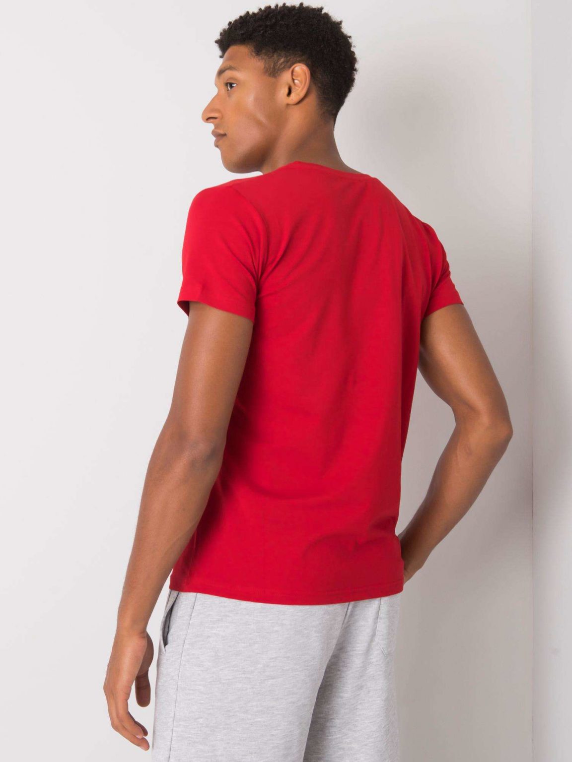 Ciemnoczerwony t-shirt męski z bawełny Kendrick