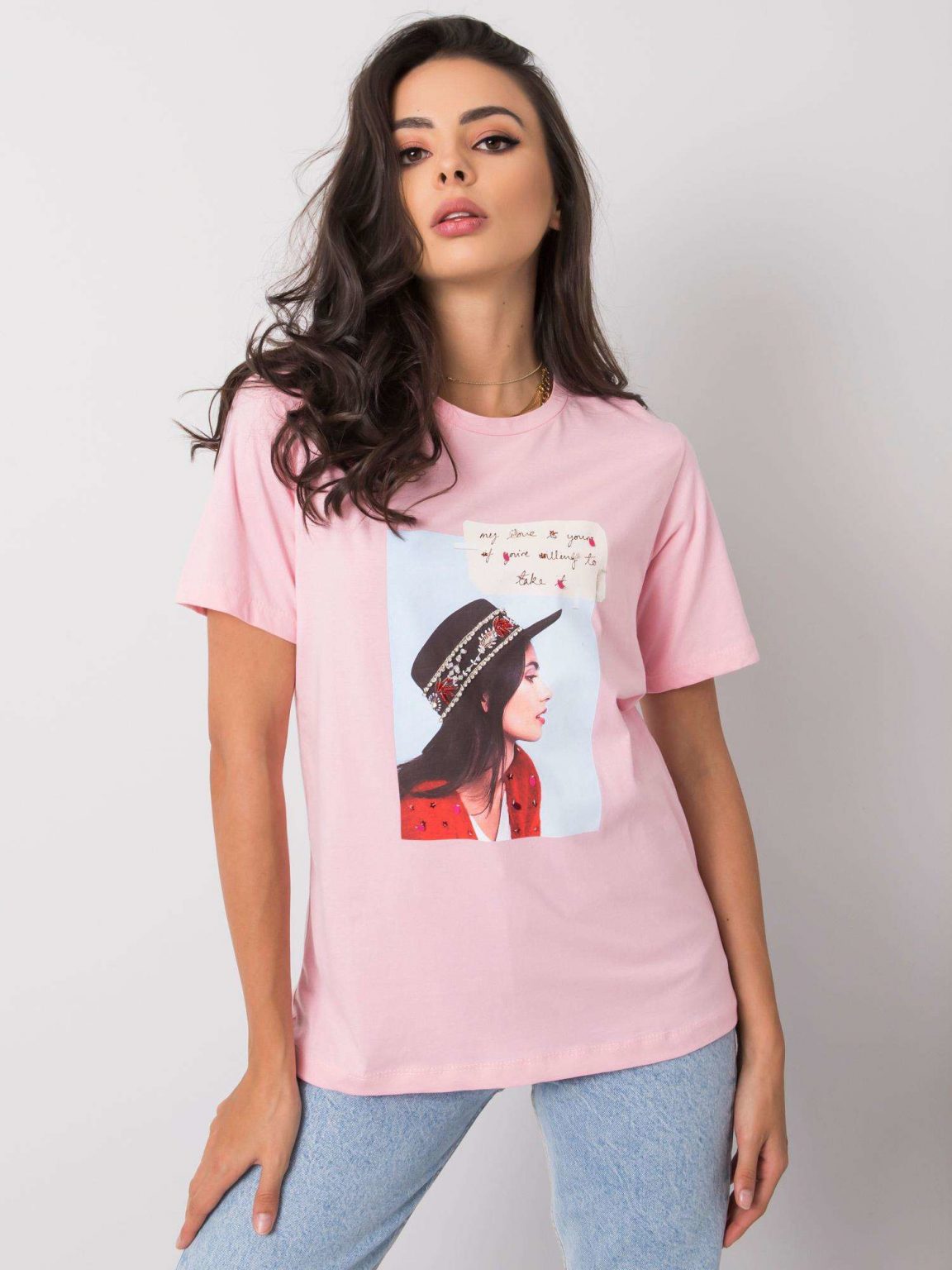 Różowy t-shirt z aplikacją North