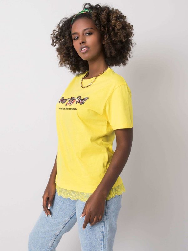Żółty t-shirt z bawełny Tess