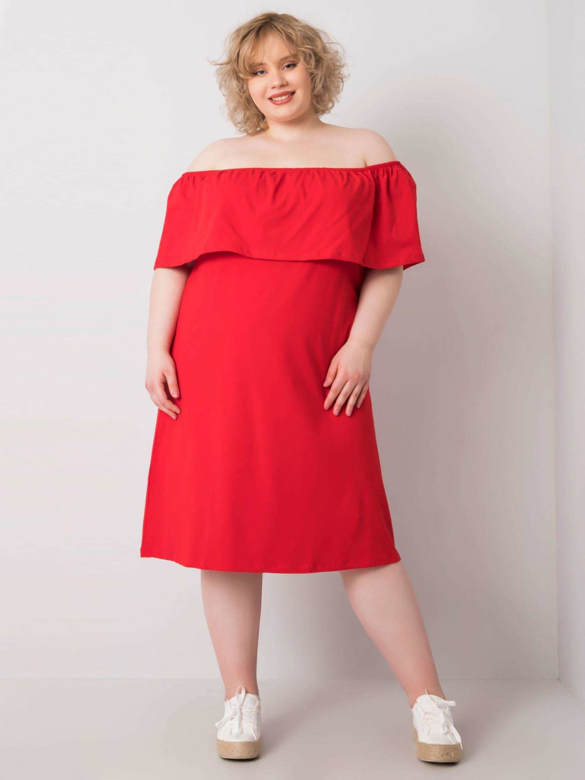 Czerwona sukienka hiszpanka plus size Keily