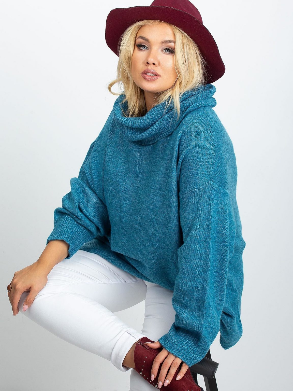 RUE PARIS Morski sweter plus size Poline