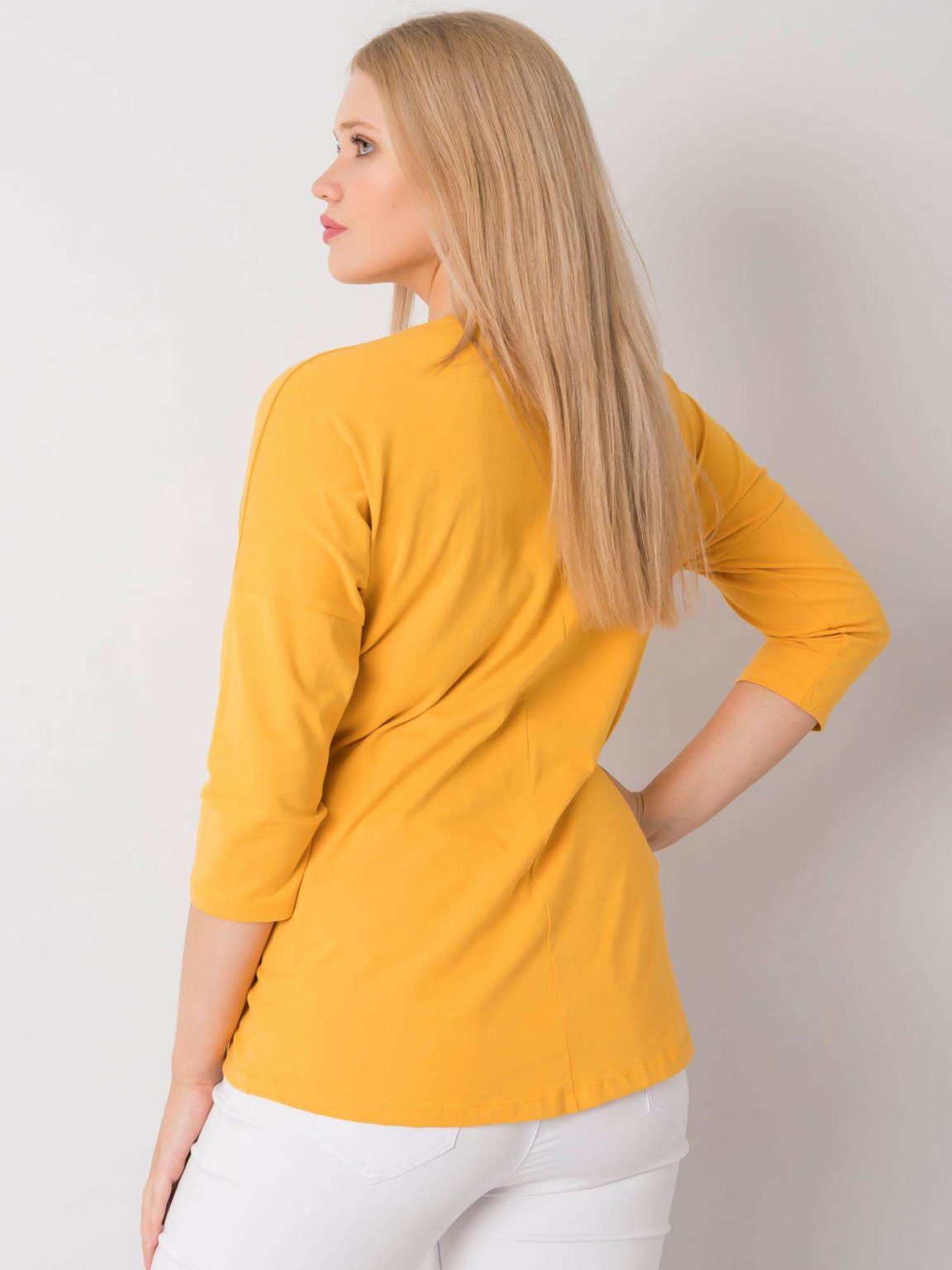 Żółta bluzka plus size z printem Dahlea