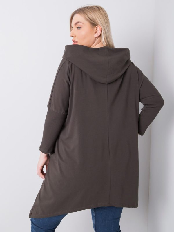 Ciemna khaki bluza plus size z kapturem Aina