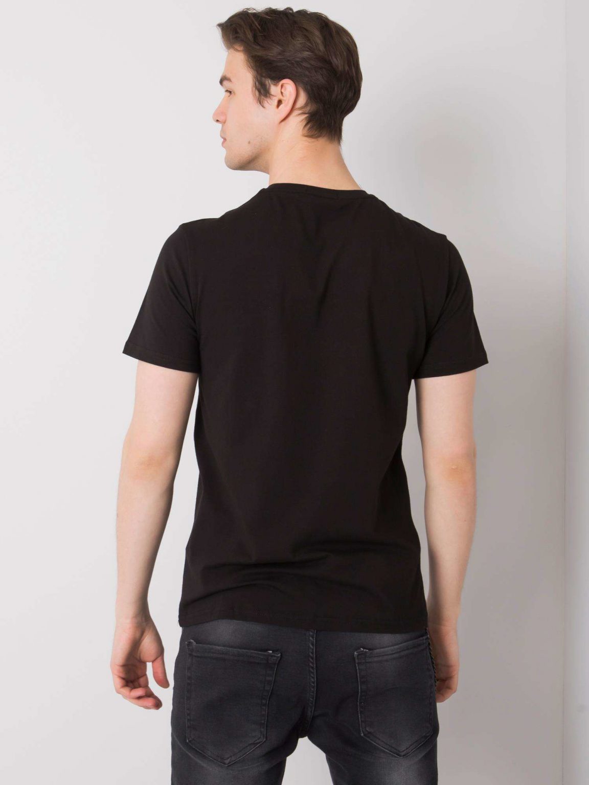 Czarny t-shirt męski z printem Tucker LIWALI