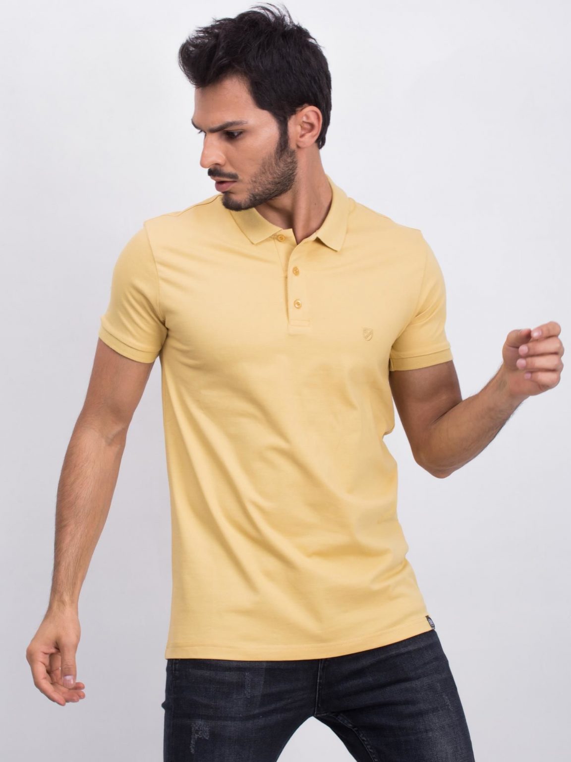 Żółta męska koszulka polo Numerous