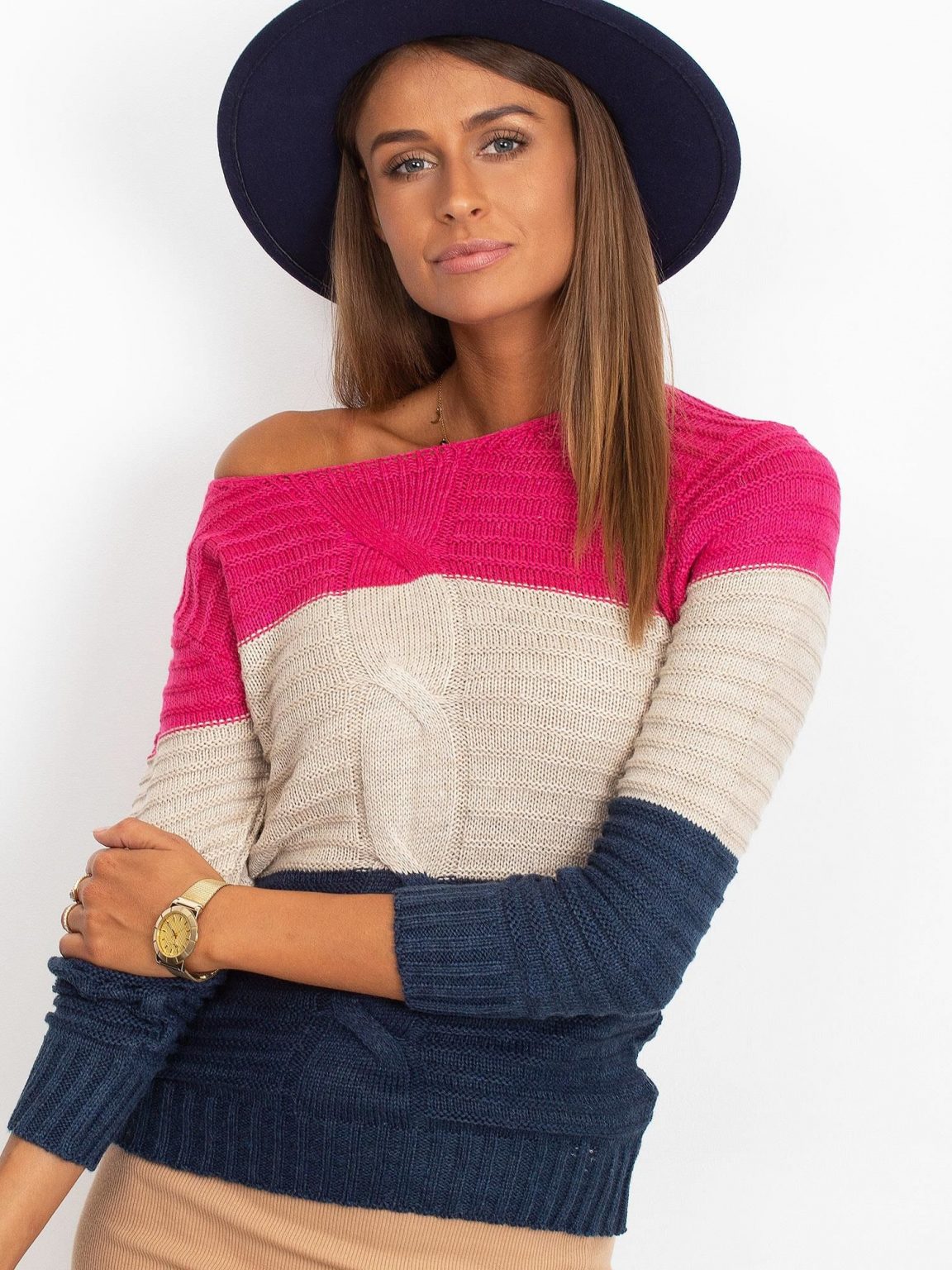 Sweter trójkolorowy