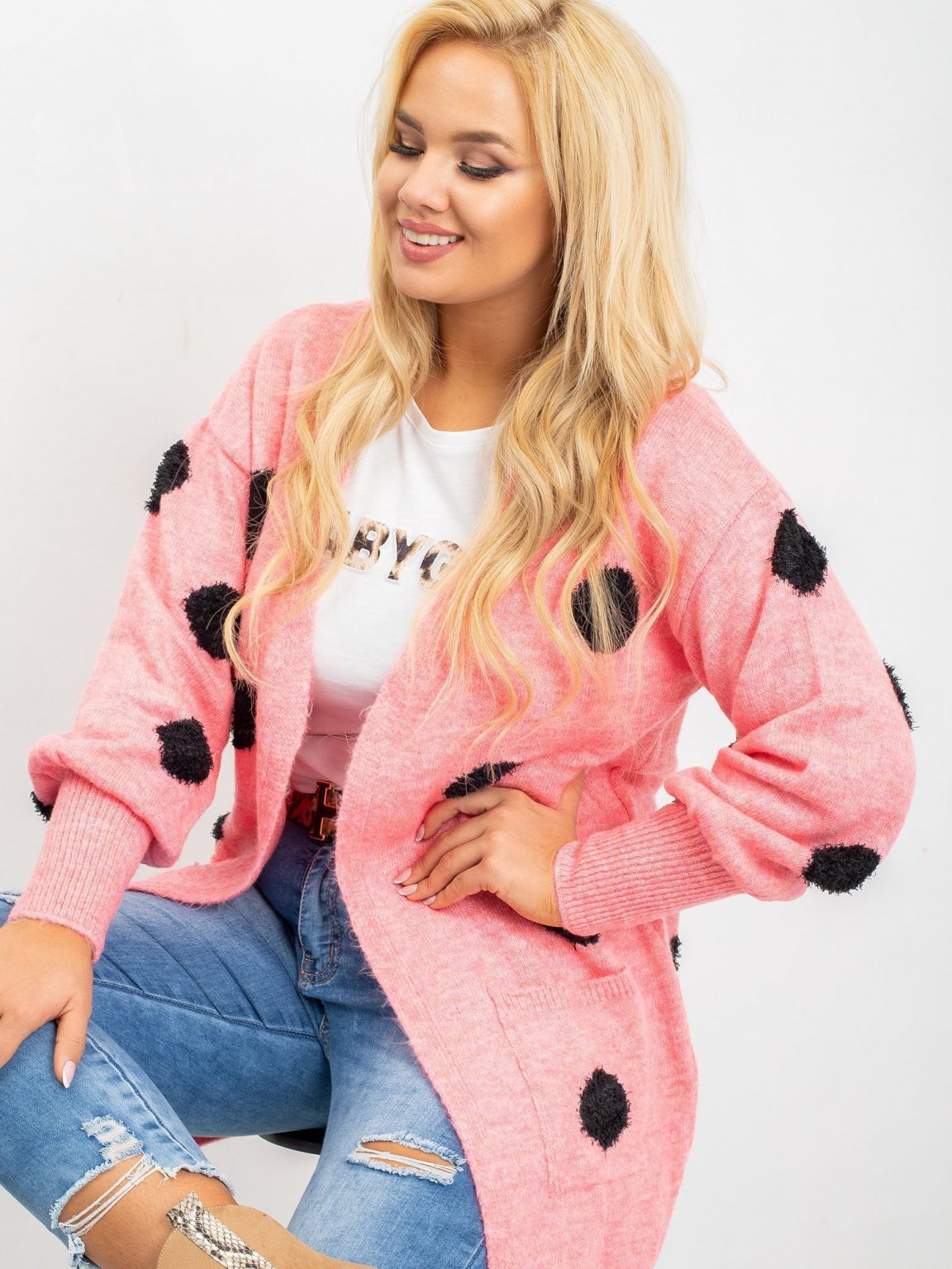 Różowy sweter plus size Nicki