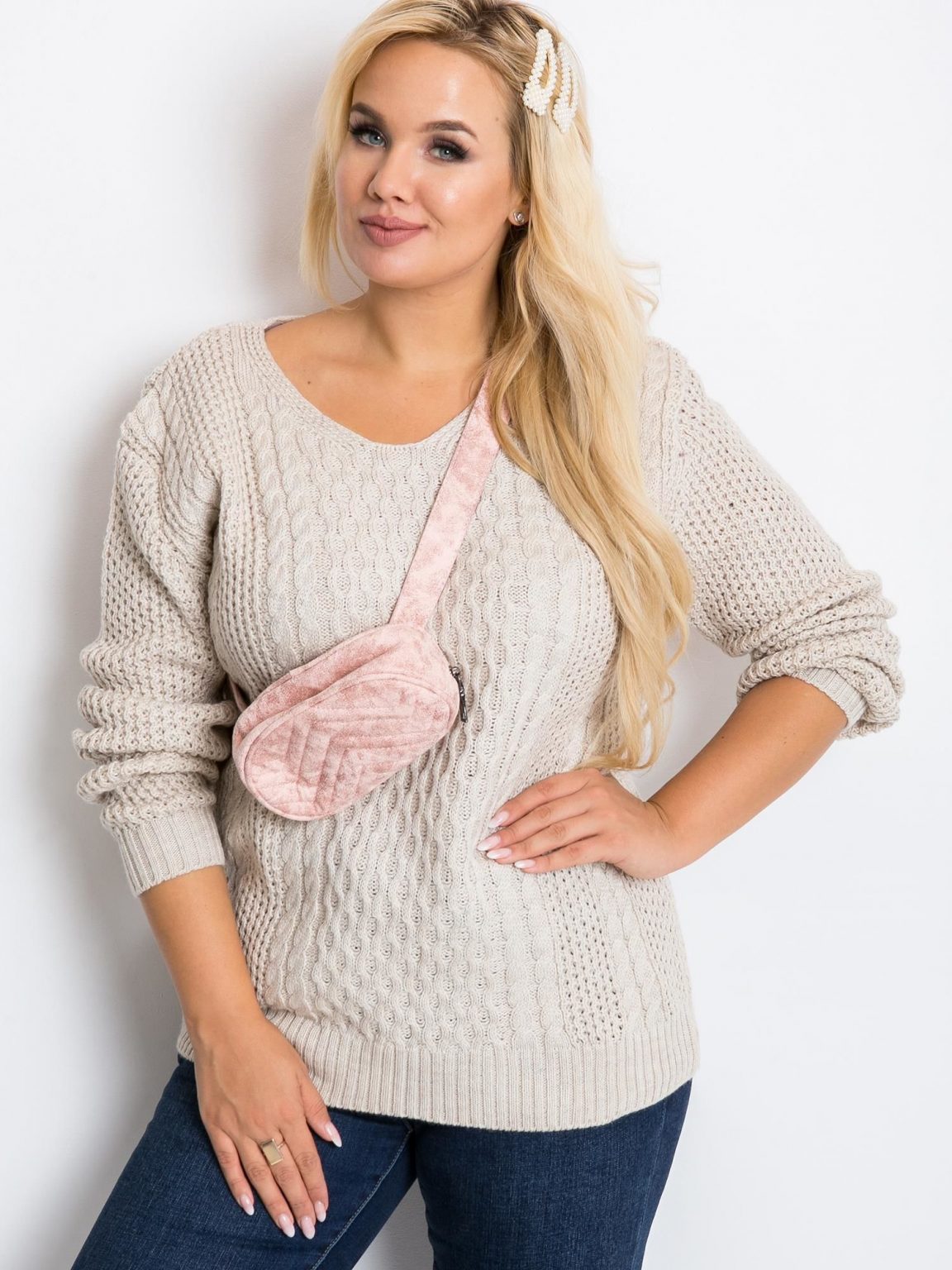 Beżowy sweter plus size Tango