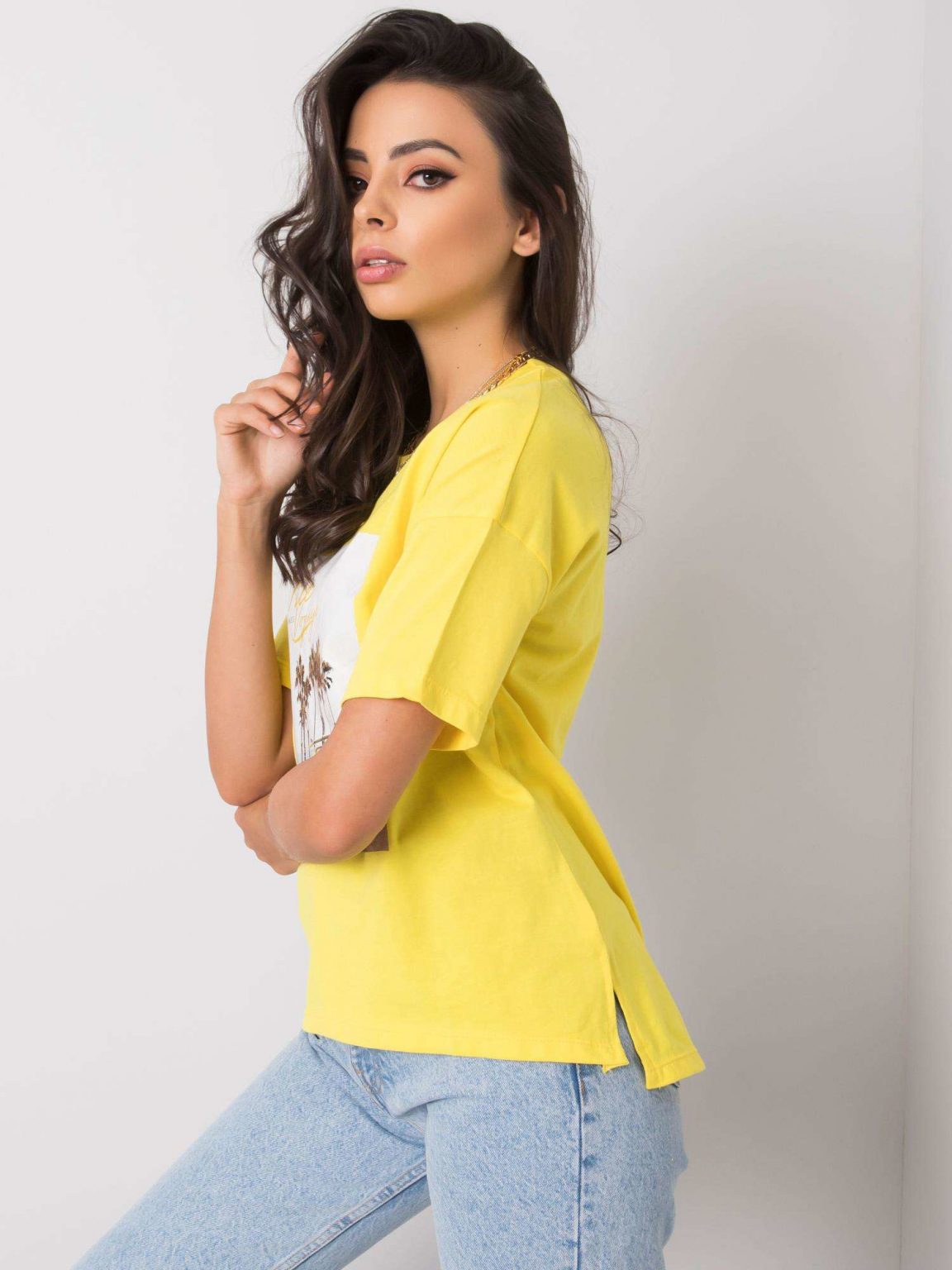 Żółty t-shirt z printem Valentina