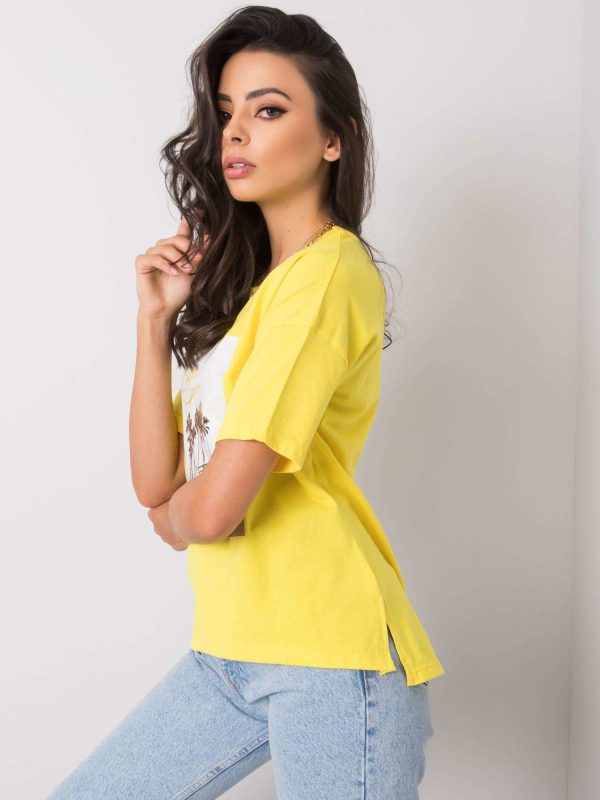 Żółty t-shirt z printem Valentina