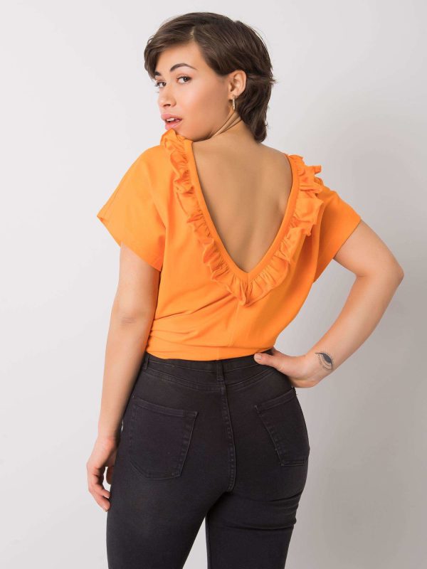 Pomarańczowa bluzka z falbankami Leanne
