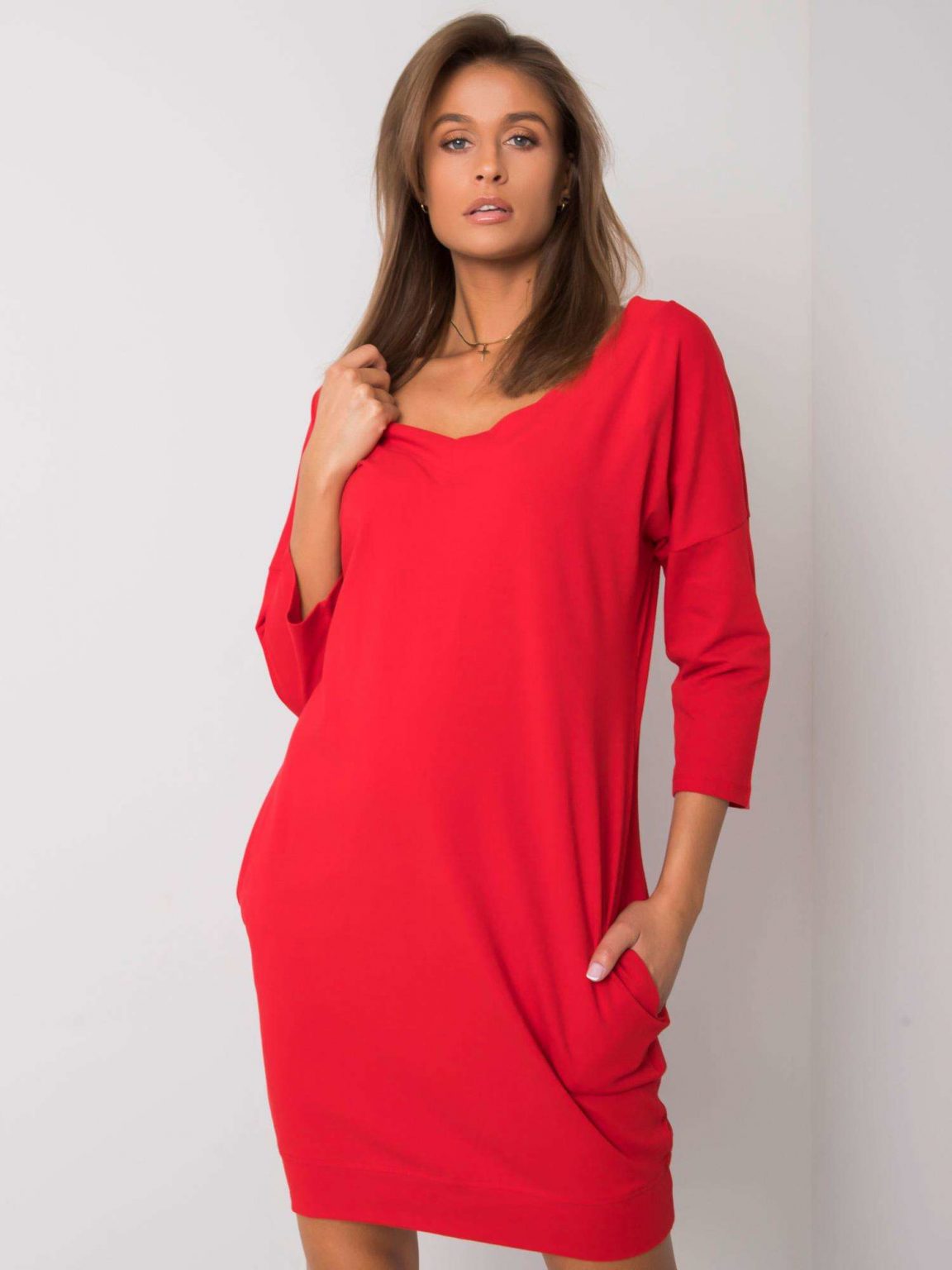 Czerwona sukienka z bawełny Abijah