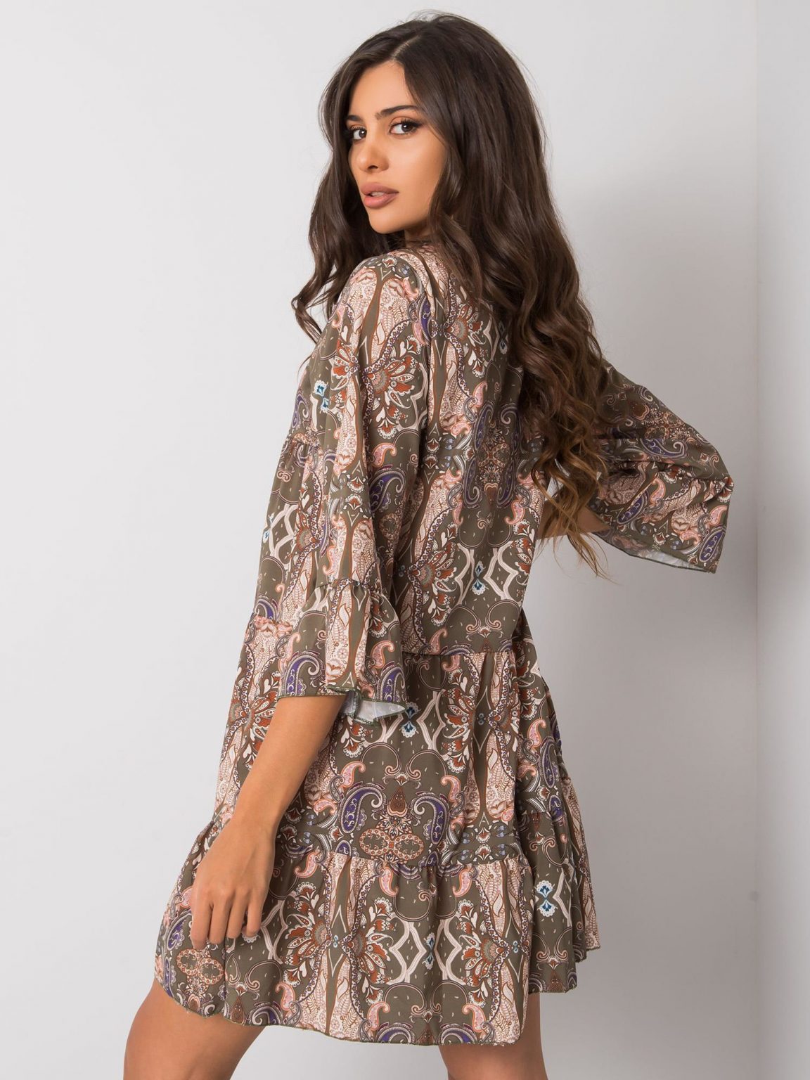 Khaki sukienka we wzory Jasmine RUE PARIS