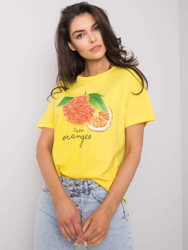 Żółty t-shirt damski z aplikacją Fenna