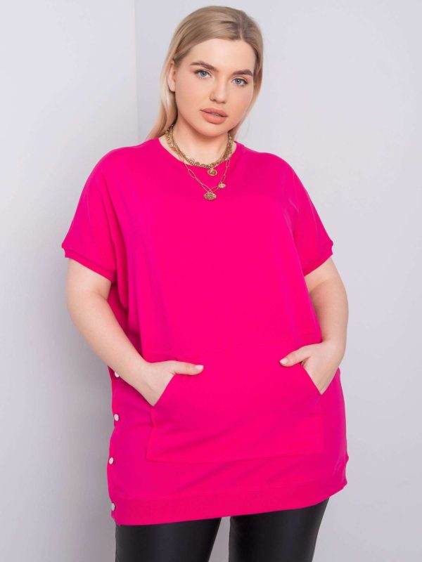 Fuksjowa bluzka plus size z kieszenią Newport