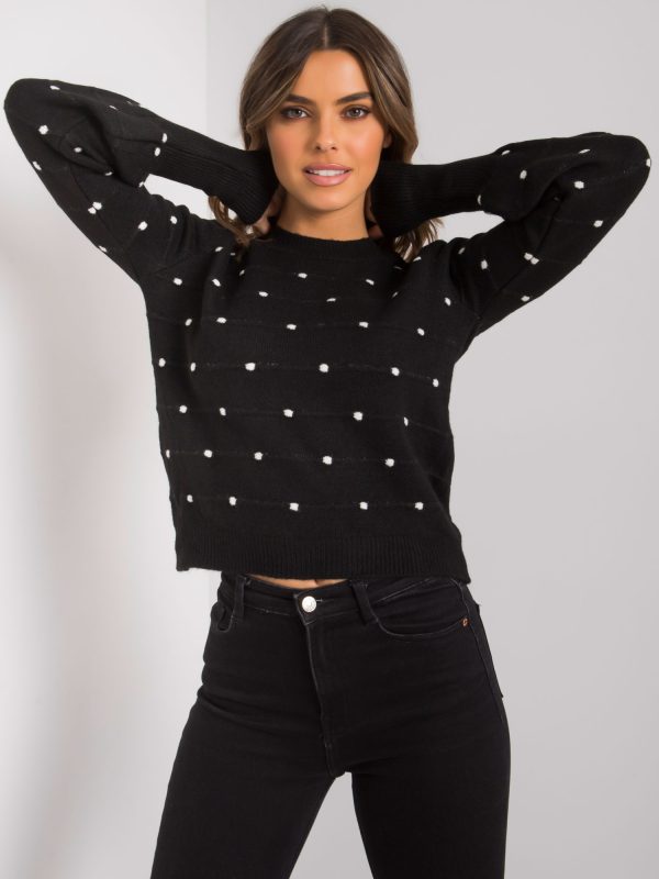 Czarny sweter damski w groszki Vincenza RUE PARIS
