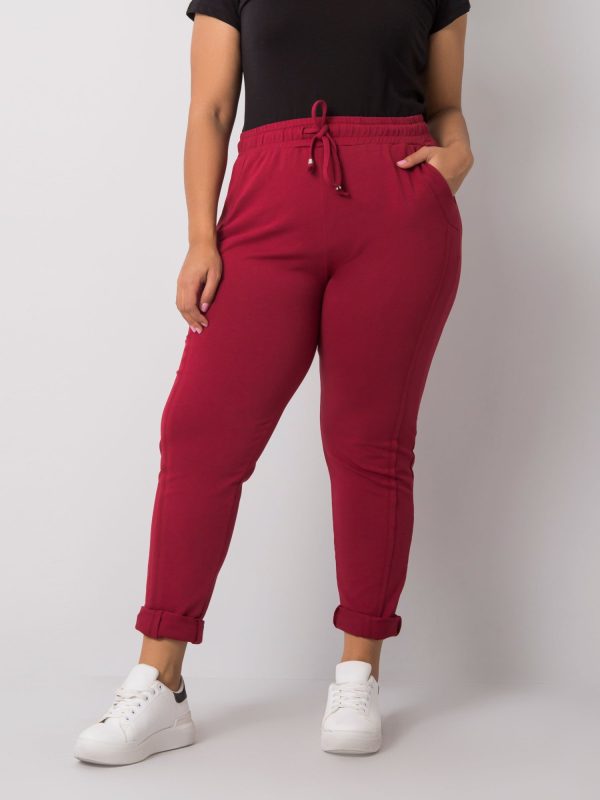 Bordowe spodnie dresowe plus size Alva