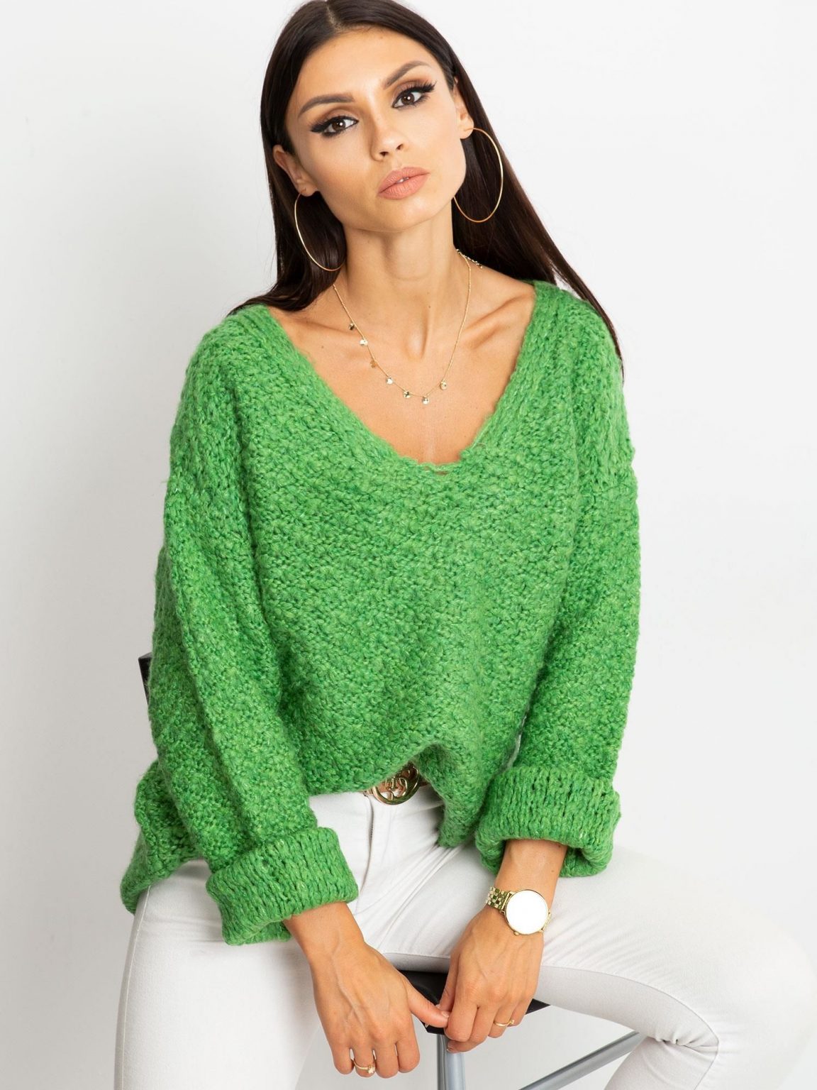 RUE PARIS Zielony sweter Lively