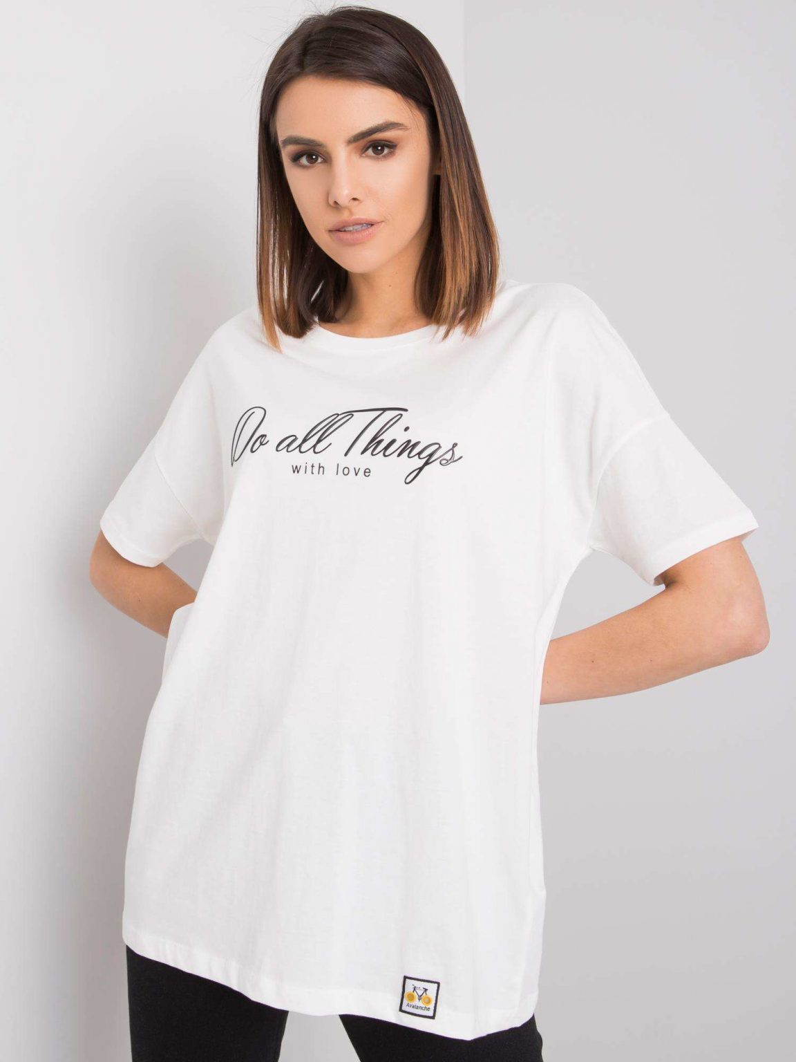 Biały t-shirt z napisem Layla RUE PARIS