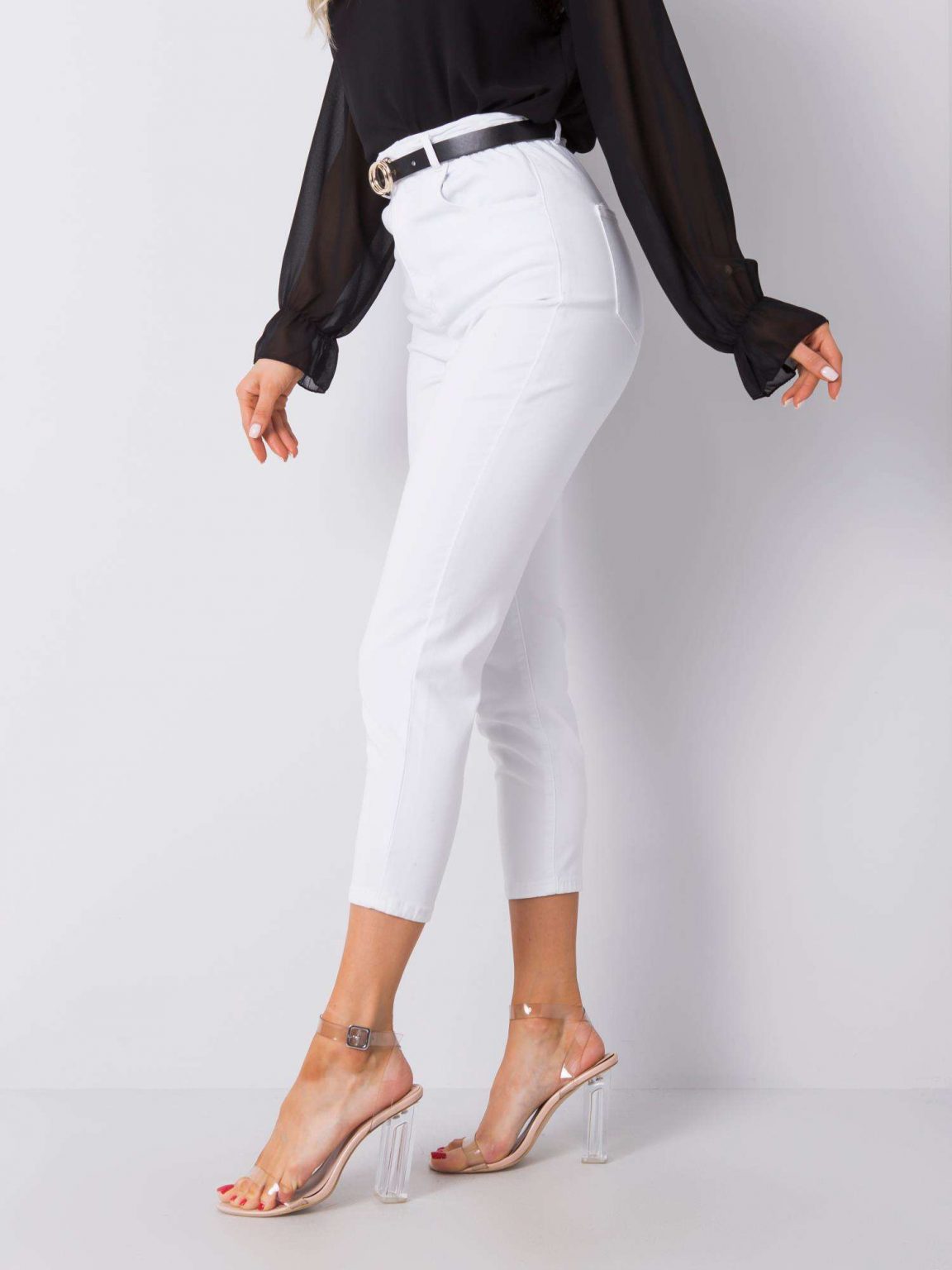 Białe spodnie high waist Dianne