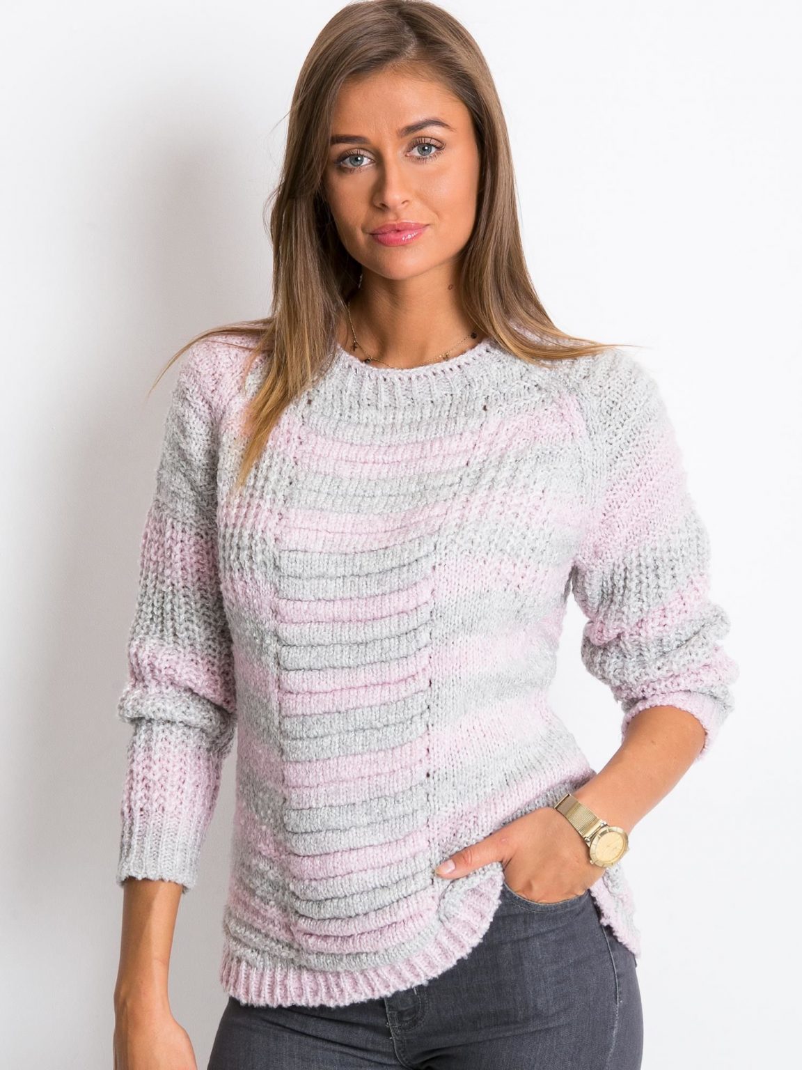 Różowo-szary sweter Cary