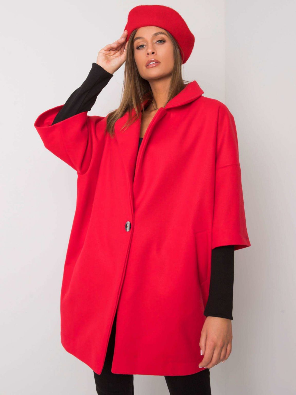 Czerwony luźny płaszcz Aliz RUE PARIS