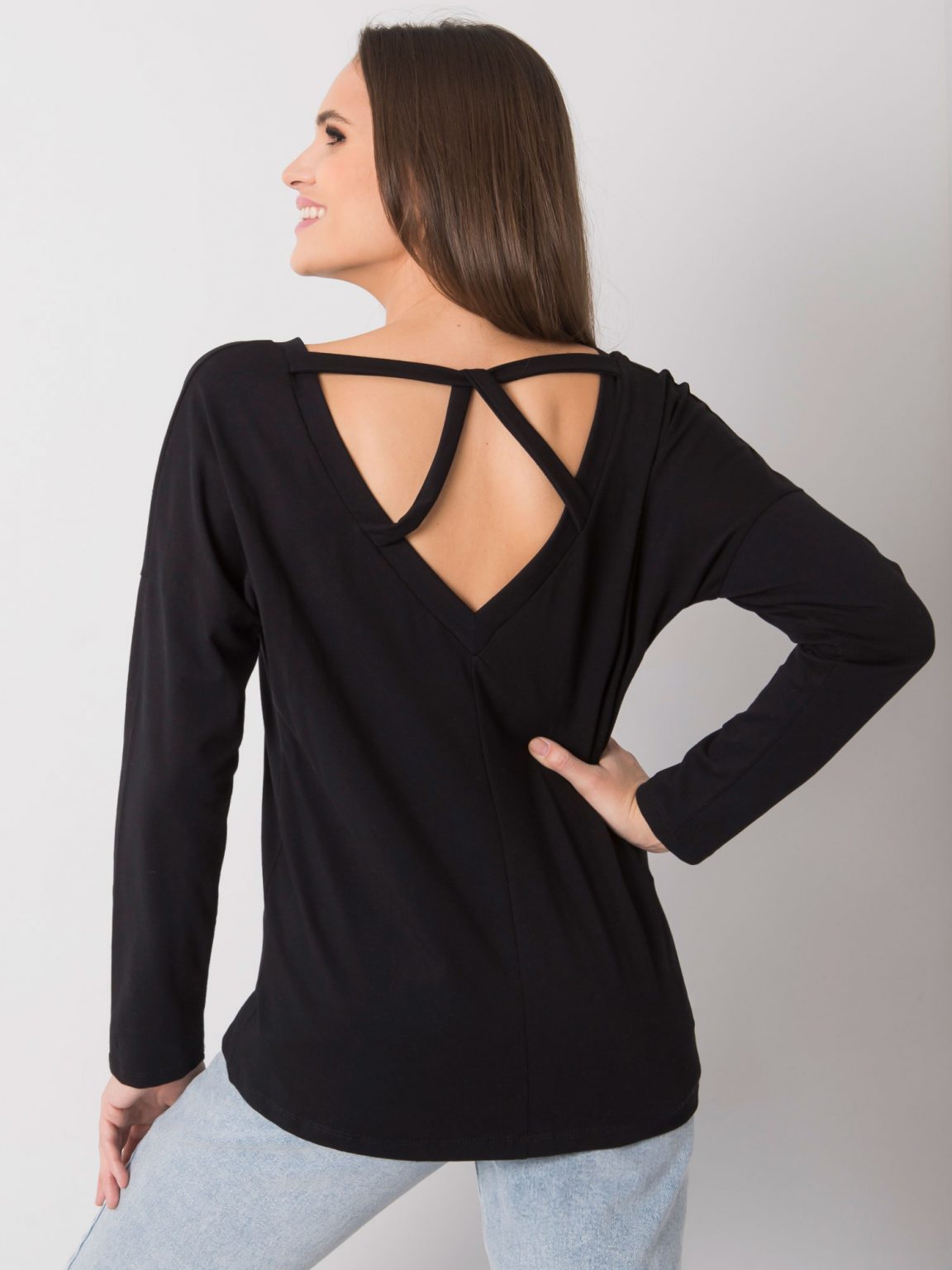 Czarna damska bluzka z długim rękawem Libourne RUE PARIS
