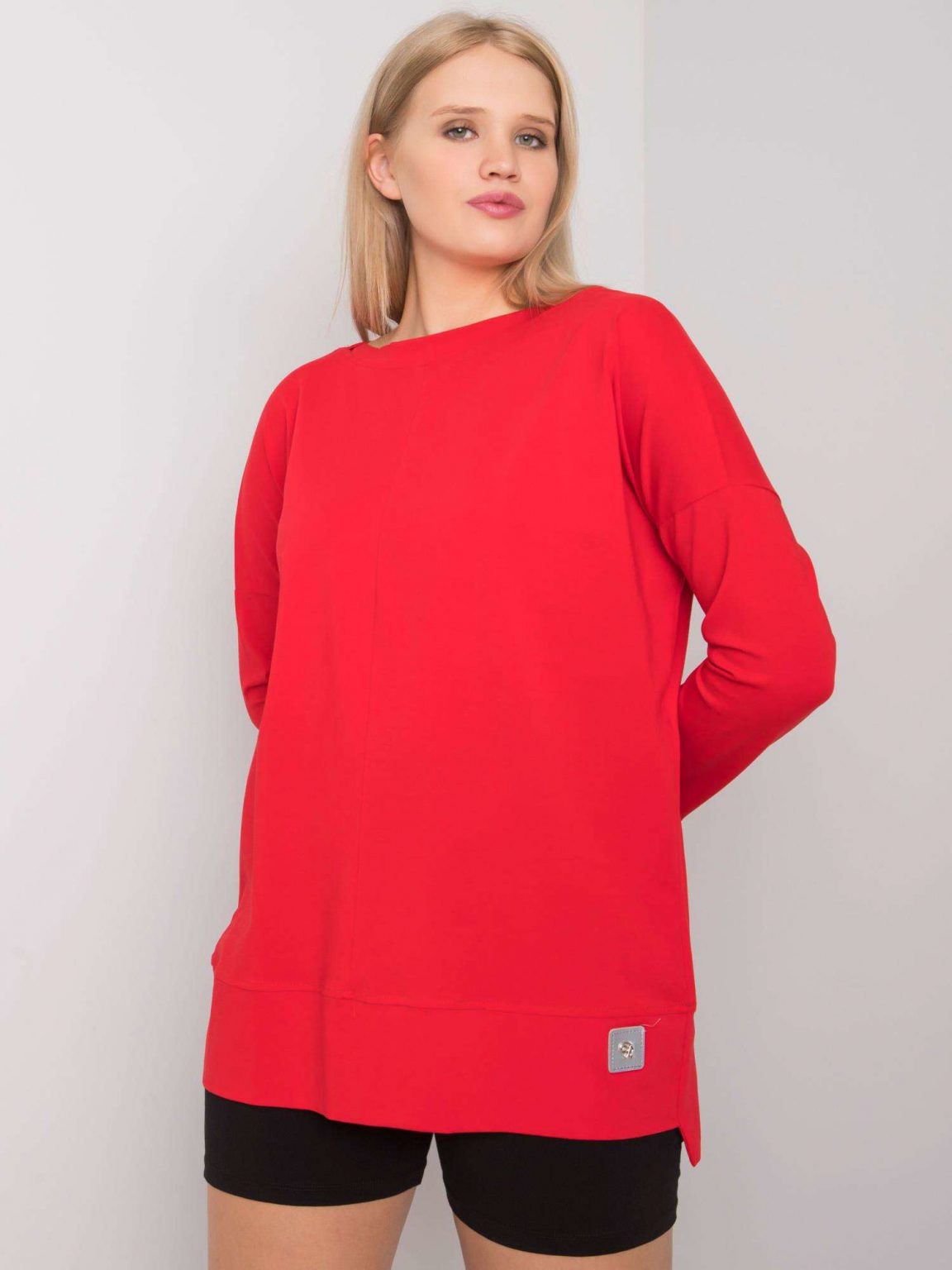 Czerwona gładka bluzka plus size Kalise