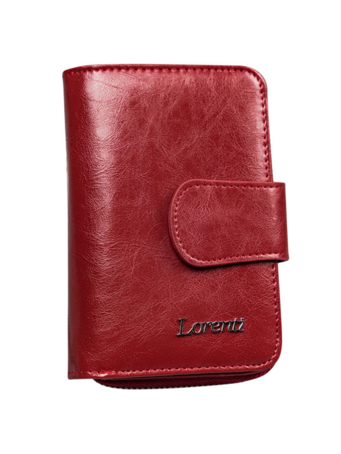 Czerwony skórzany portfel z suwakiem