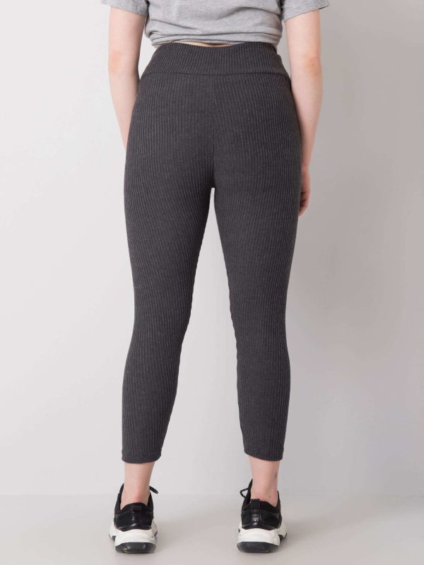 Ciemnoszare legginsy plus size w prążek Caitleen RUE PARIS