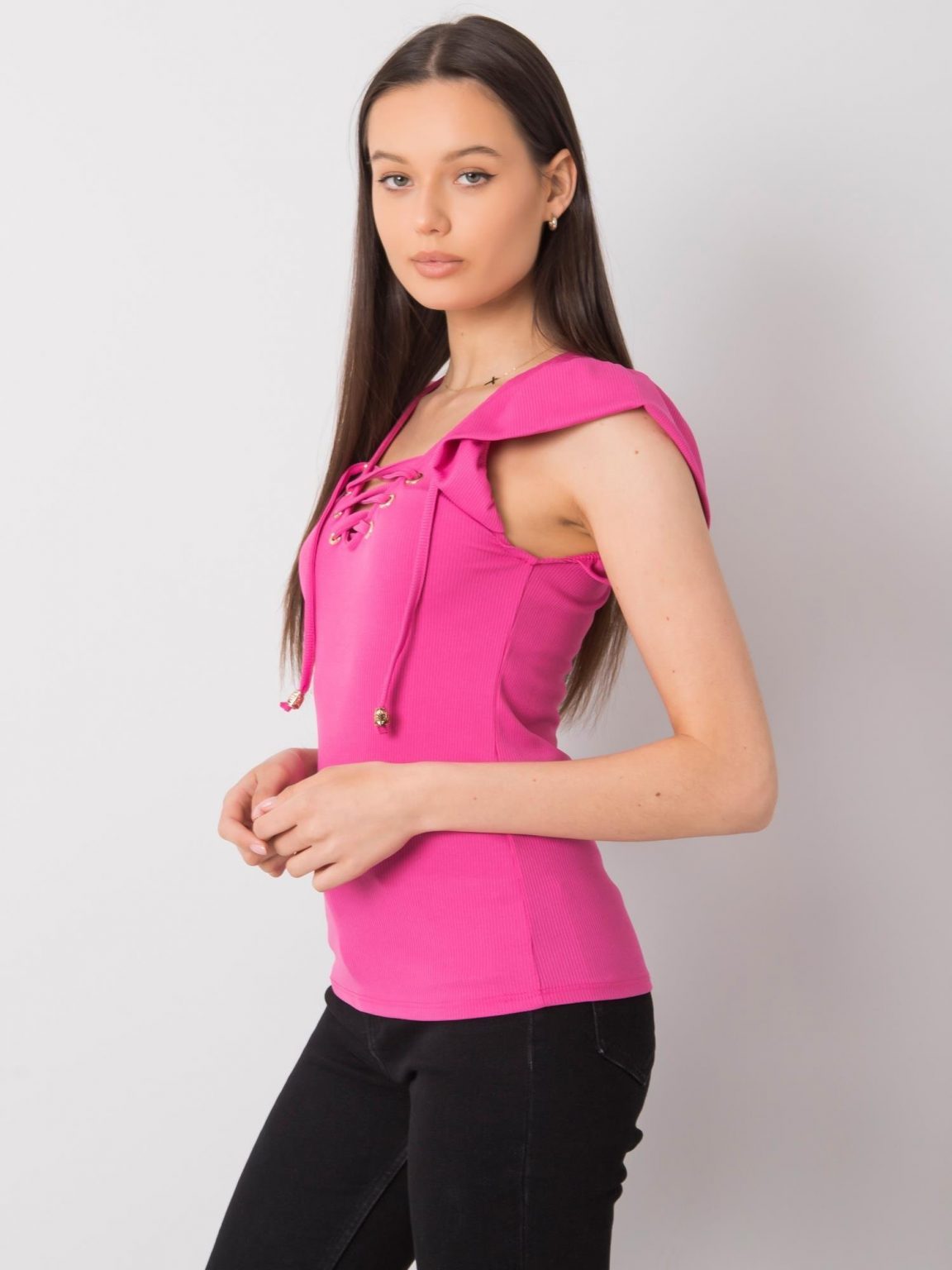 Różowa bluzka ze sznurowaniem Waverly