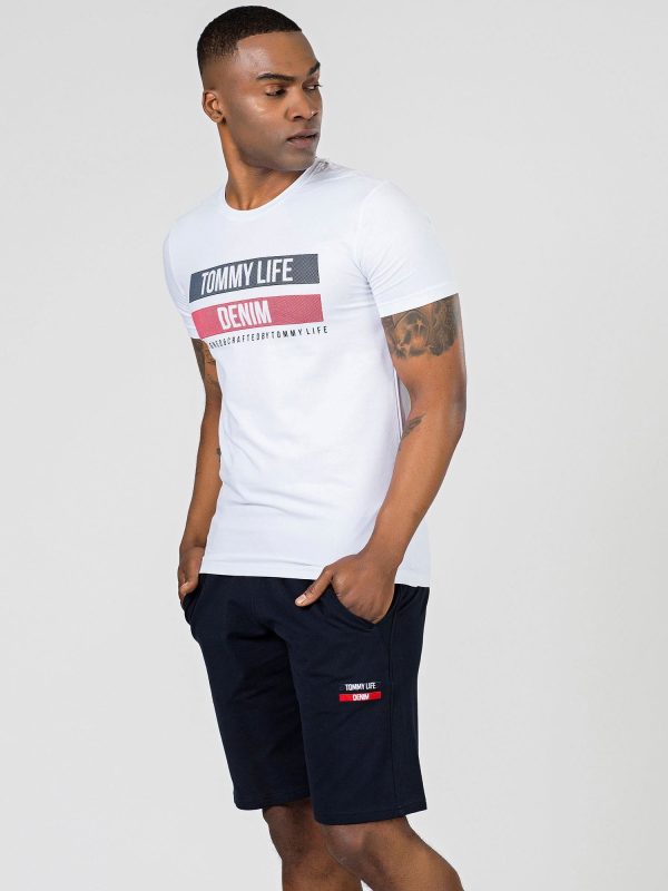 TOMMY LIFE Biały męski t-shirt