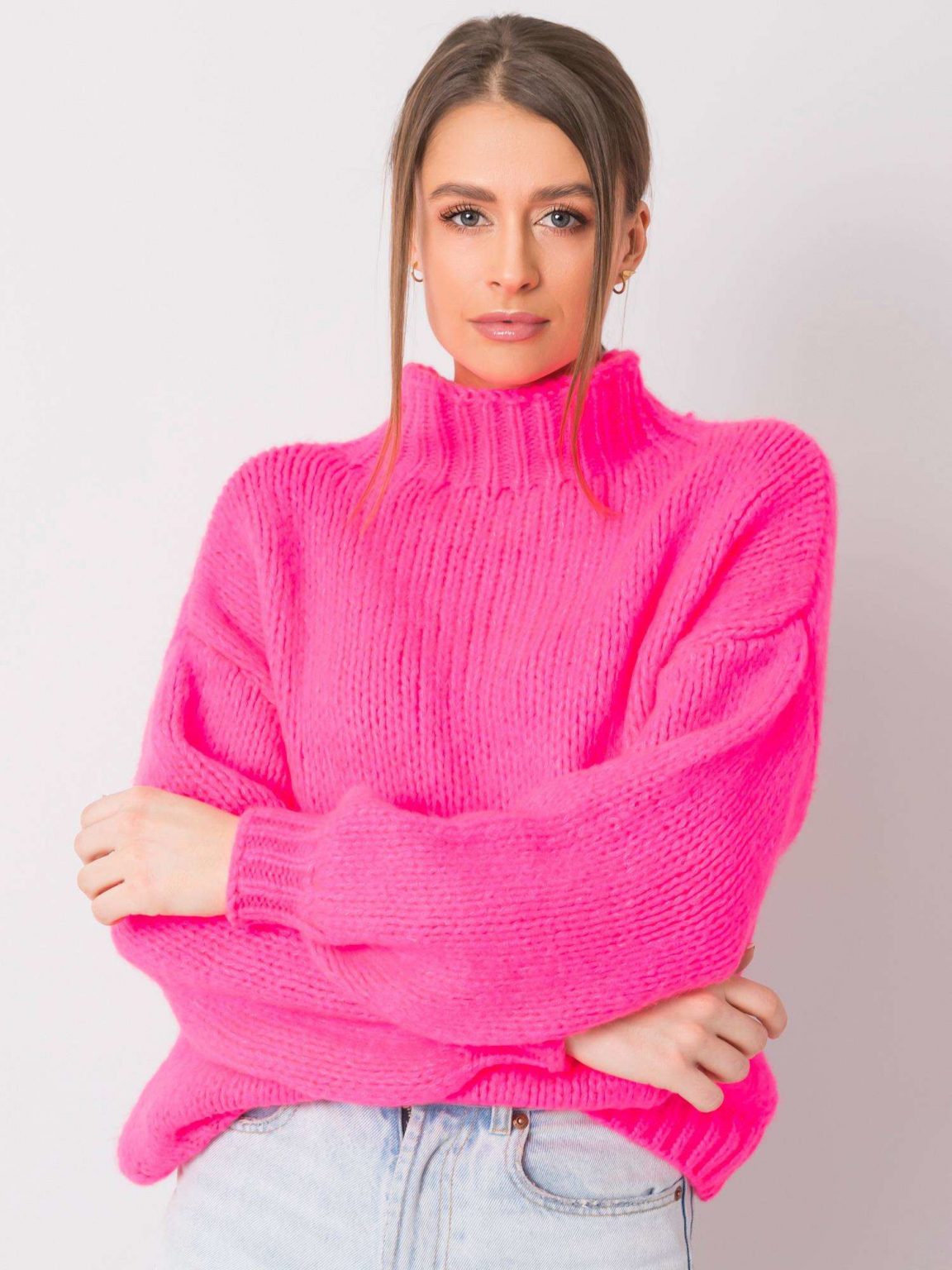 Fluo różowy sweter Ariana