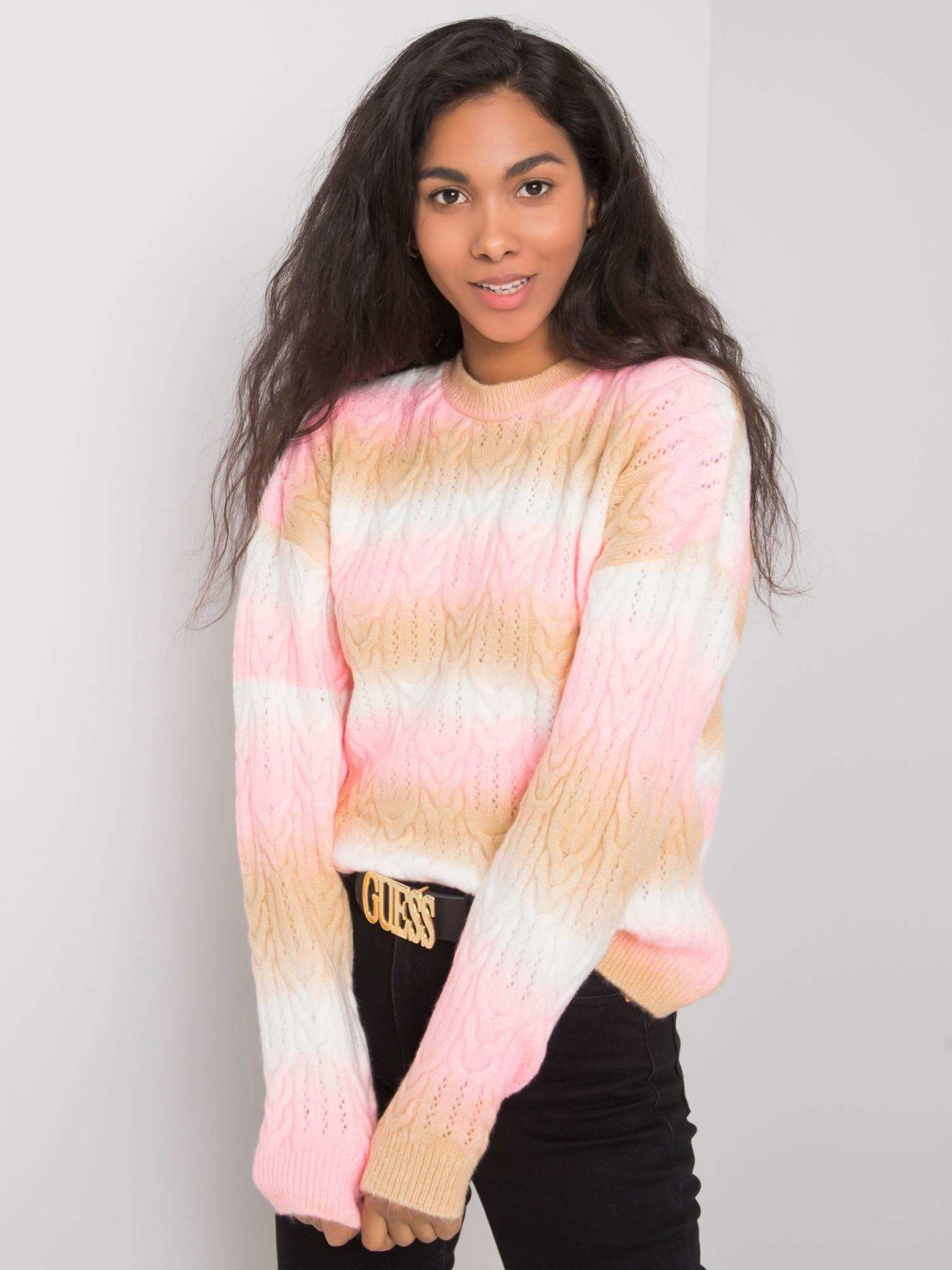 Różowo-beżowy sweter Zenaida RUE PARIS