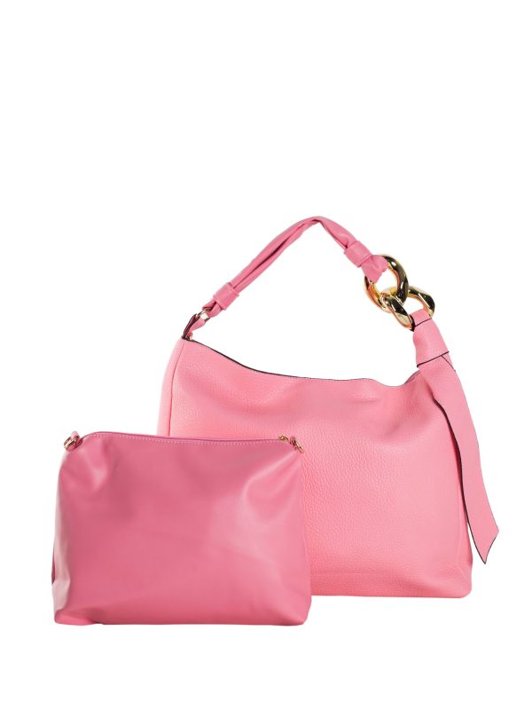 Hurtownia Różowa pojemna torba na ramię 2w1 w stylu miejskim