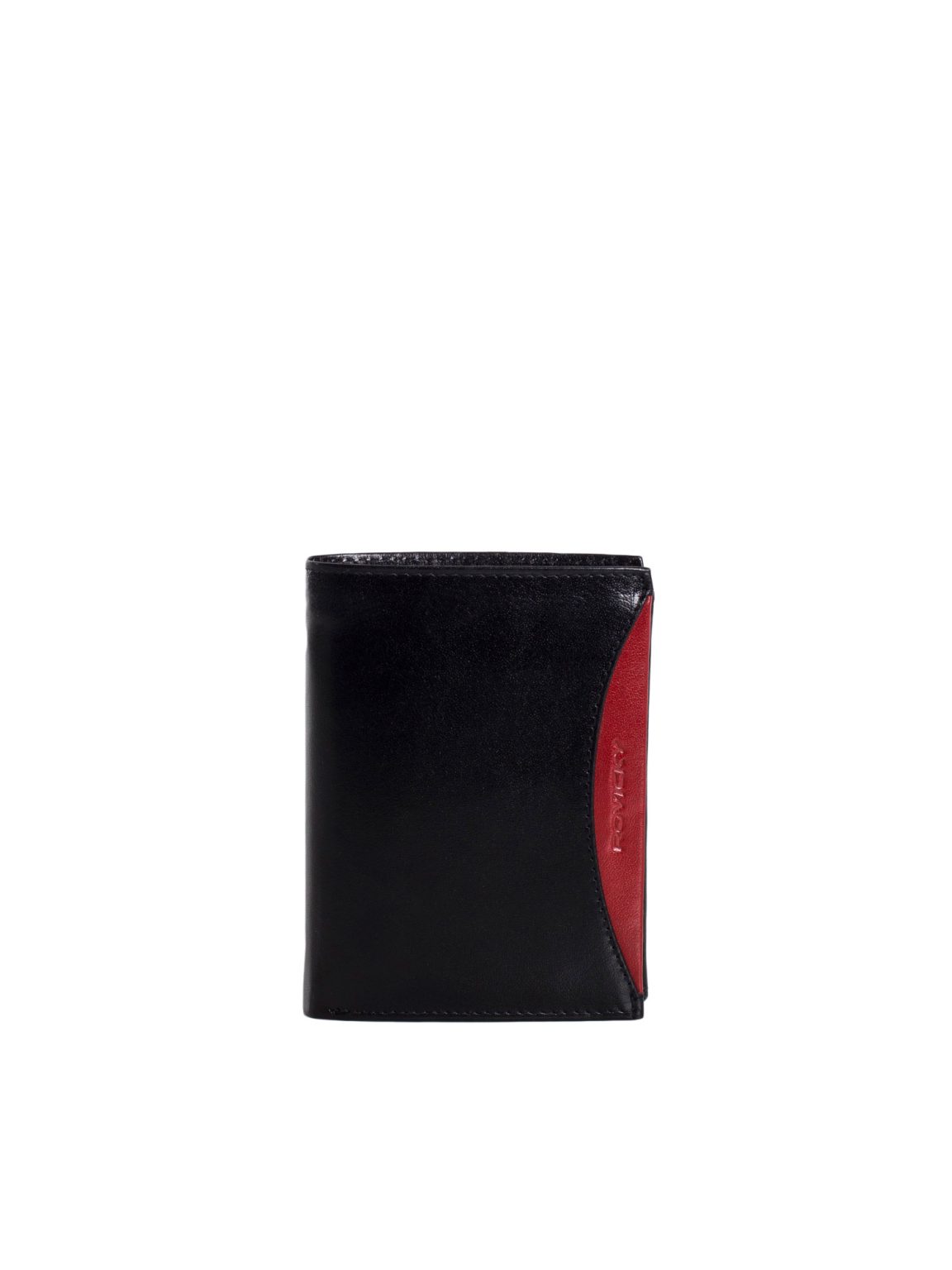 Hurtownia Czarno-czerwony pionowy portfel męski ze skóry naturalnej