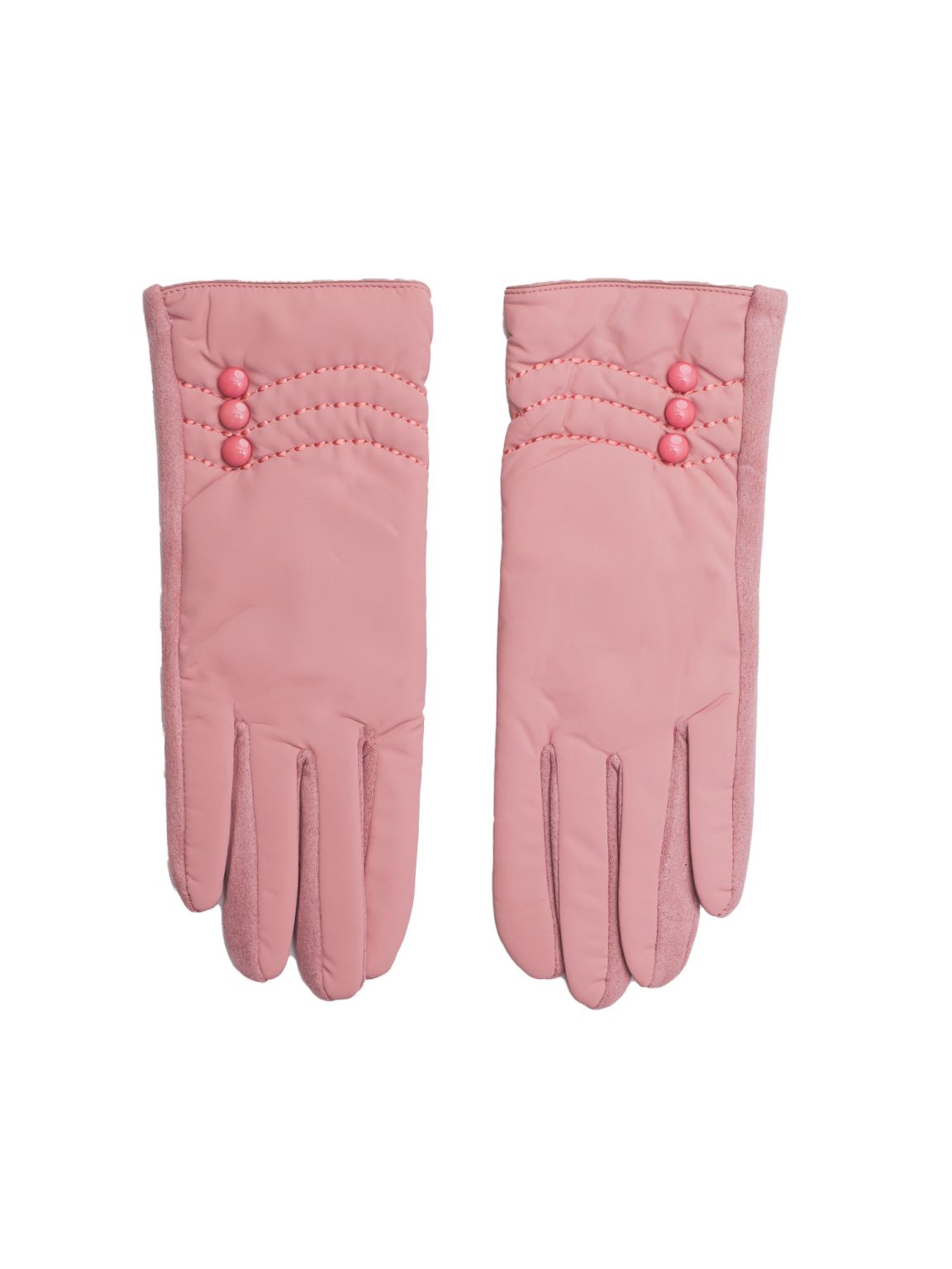 Hurtownia Różowe rękawiczki zimowe z guzikami