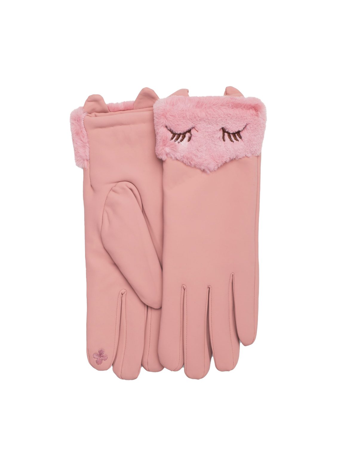 Hurtownia Różowe ocieplane rękawiczki z futerkiem
