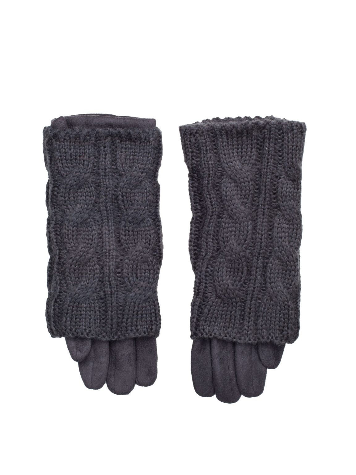 Hurtownia Szare rękawiczki podwójne na zimę