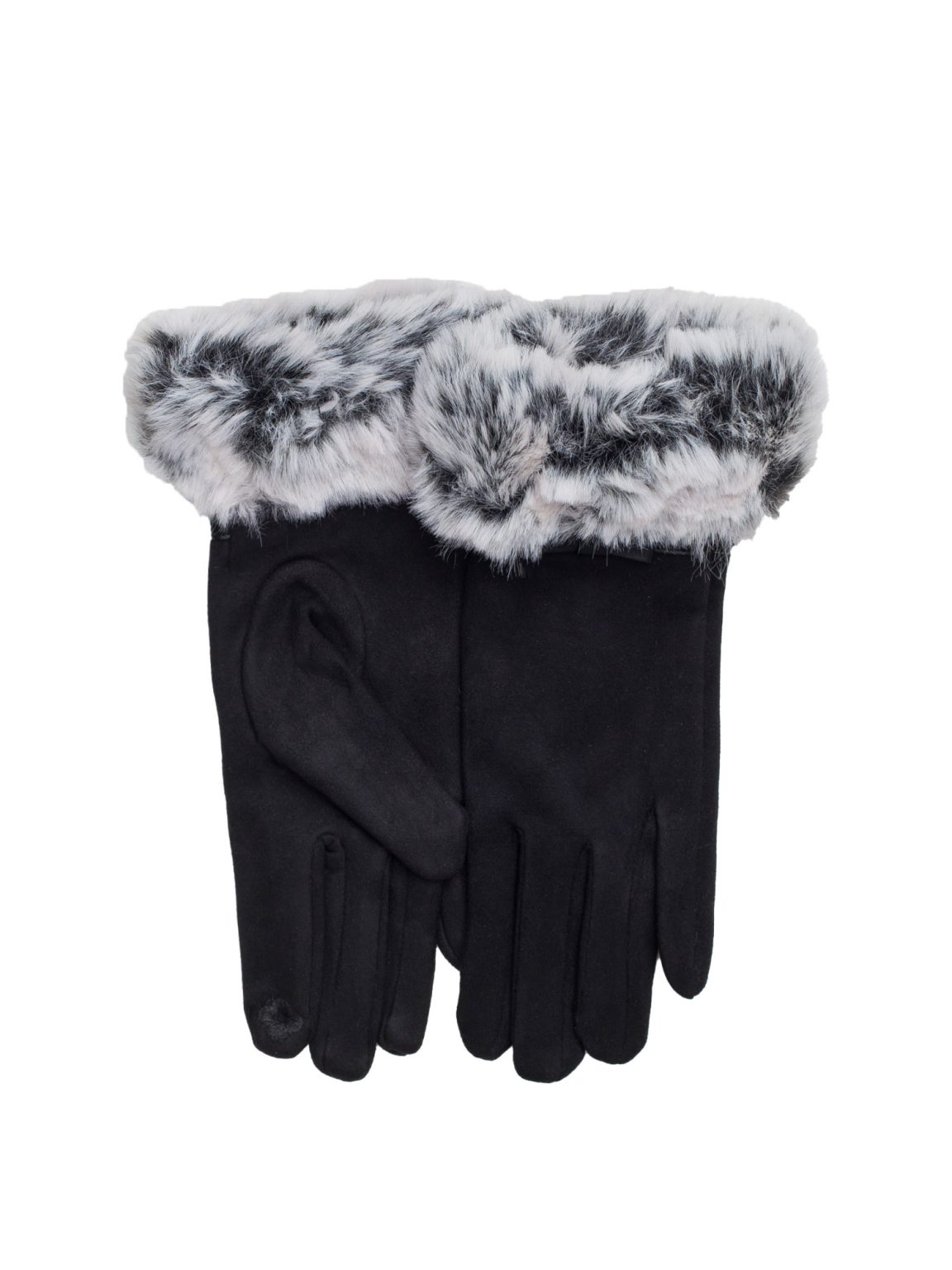 Hurtownia Czarne rękawiczki zimowe z futerkiem
