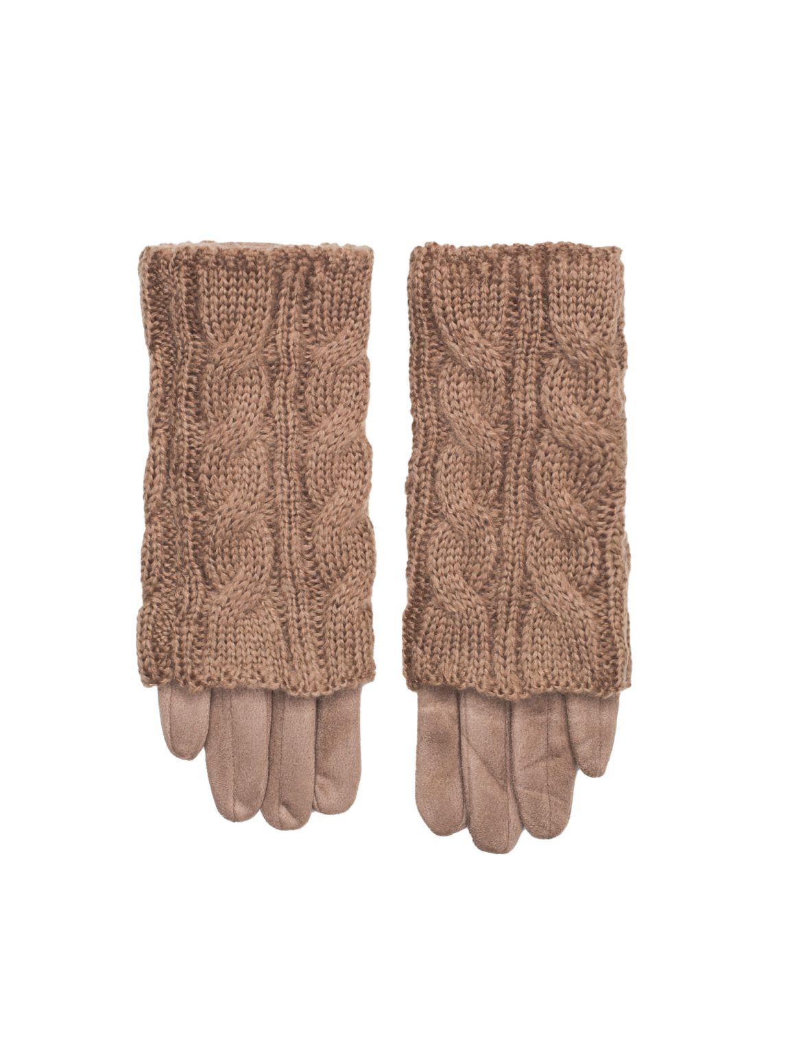 Hurtownia Beżowe rękawiczki podwójne na zimę