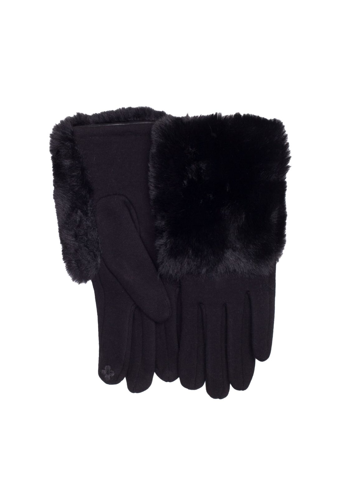 Hurtownia Czarne rękawiczki zimowe z futerkiem