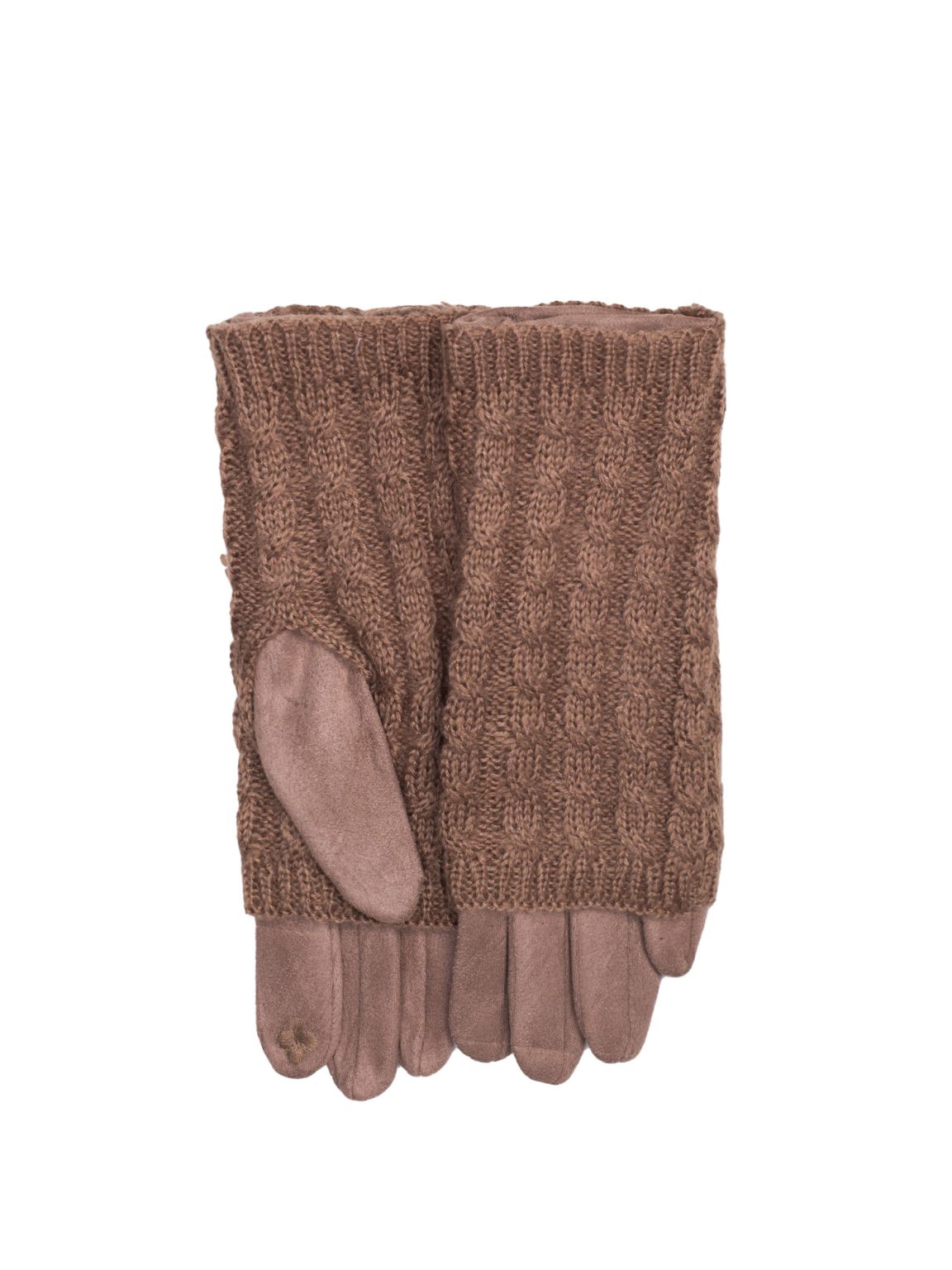 Hurtownia Beżowe damskie rękawiczki zimowe