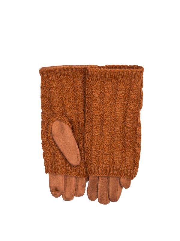 Hurtownia Brązowe damskie rękawiczki zimowe