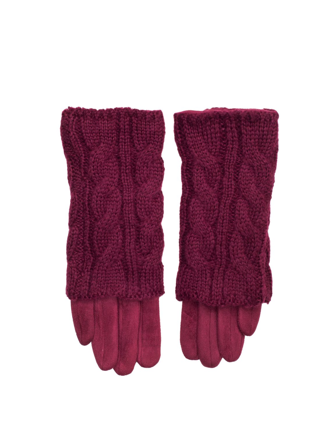 Hurtownia Bordowe rękawiczki podwójne na zimę