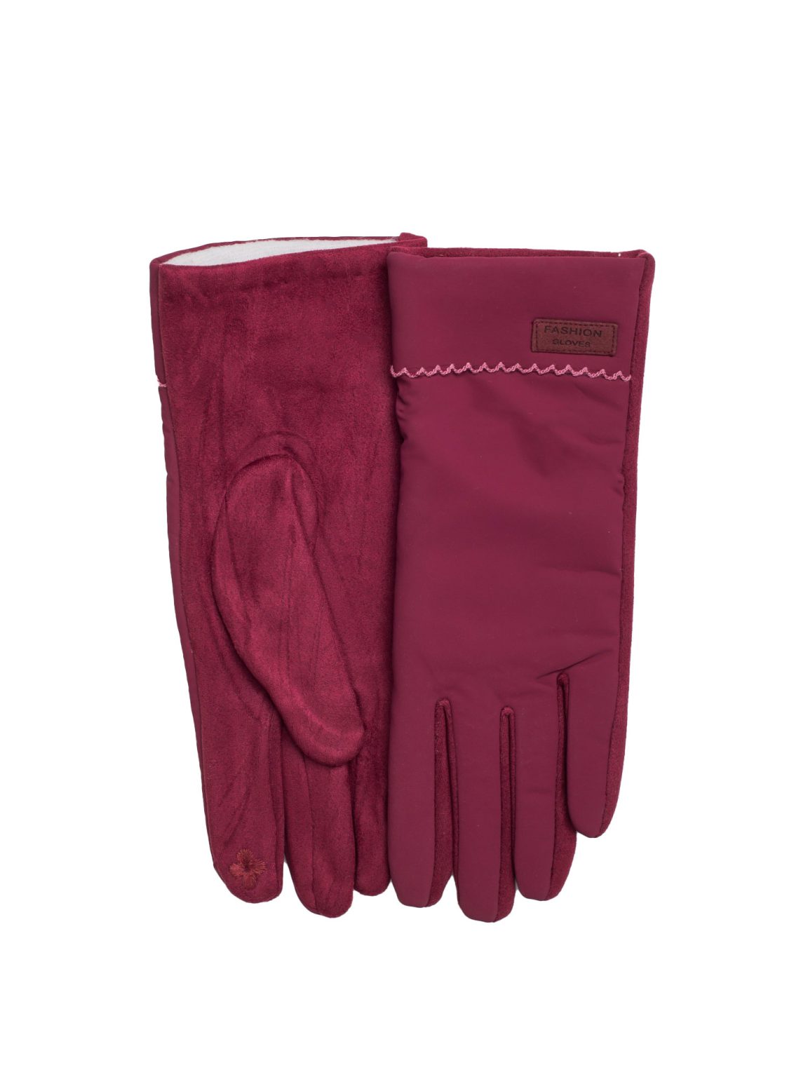 Hurtownia Bordowe zimowe rękawiczki damskie