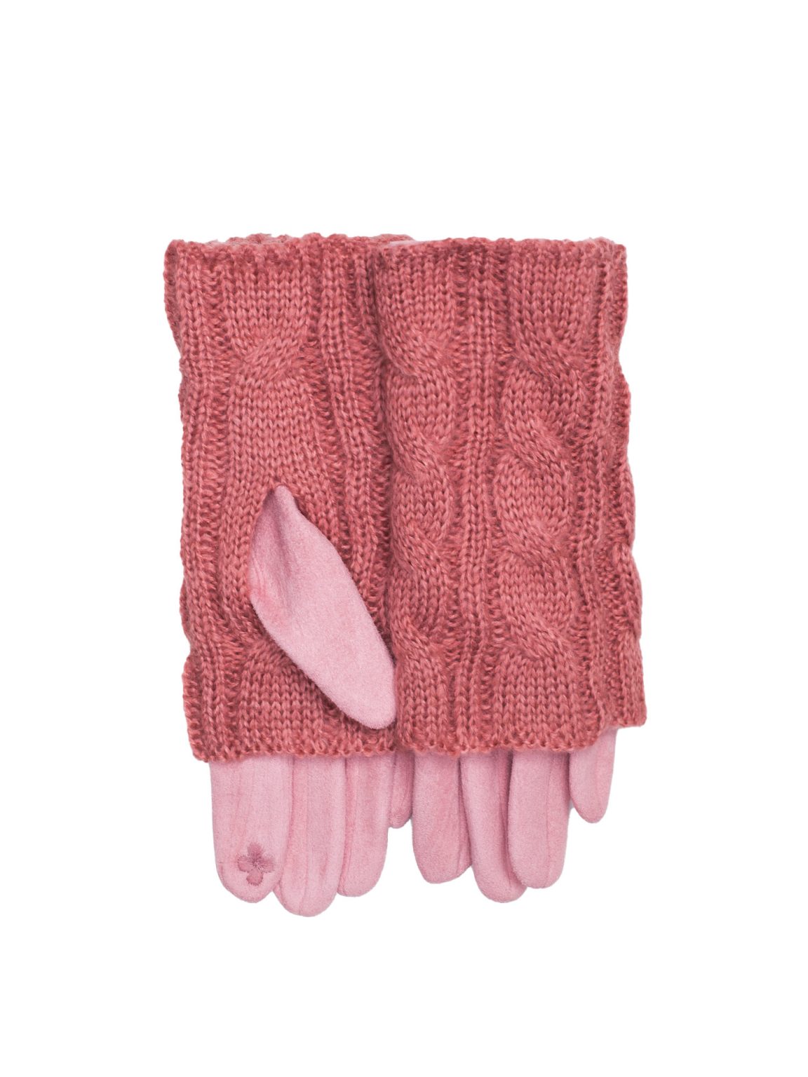 Hurtownia Różowe rękawiczki podwójne na zimę