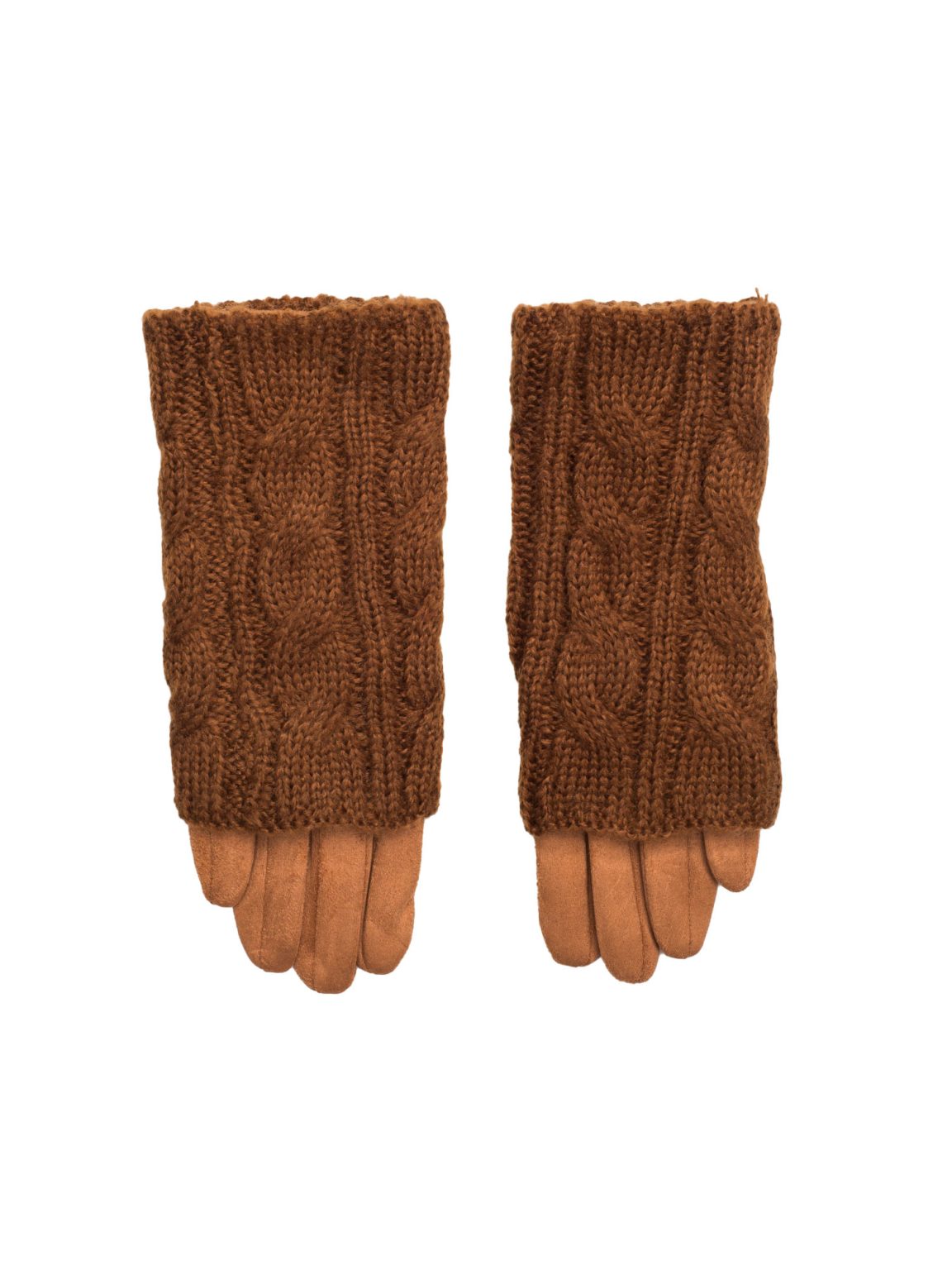 Hurtownia Brązowe rękawiczki podwójne na zimę