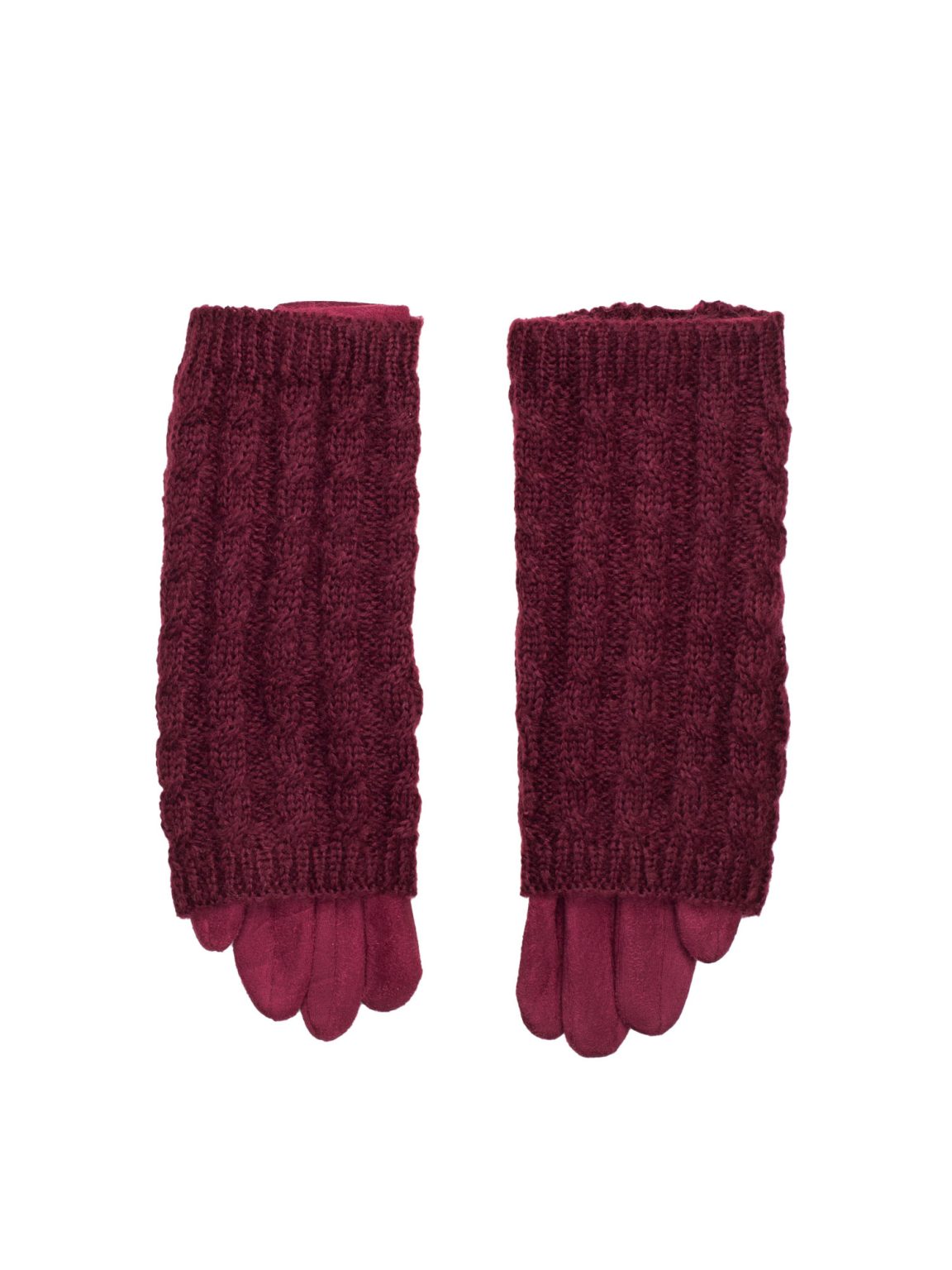 Hurtownia Bordowe damskie rękawiczki zimowe