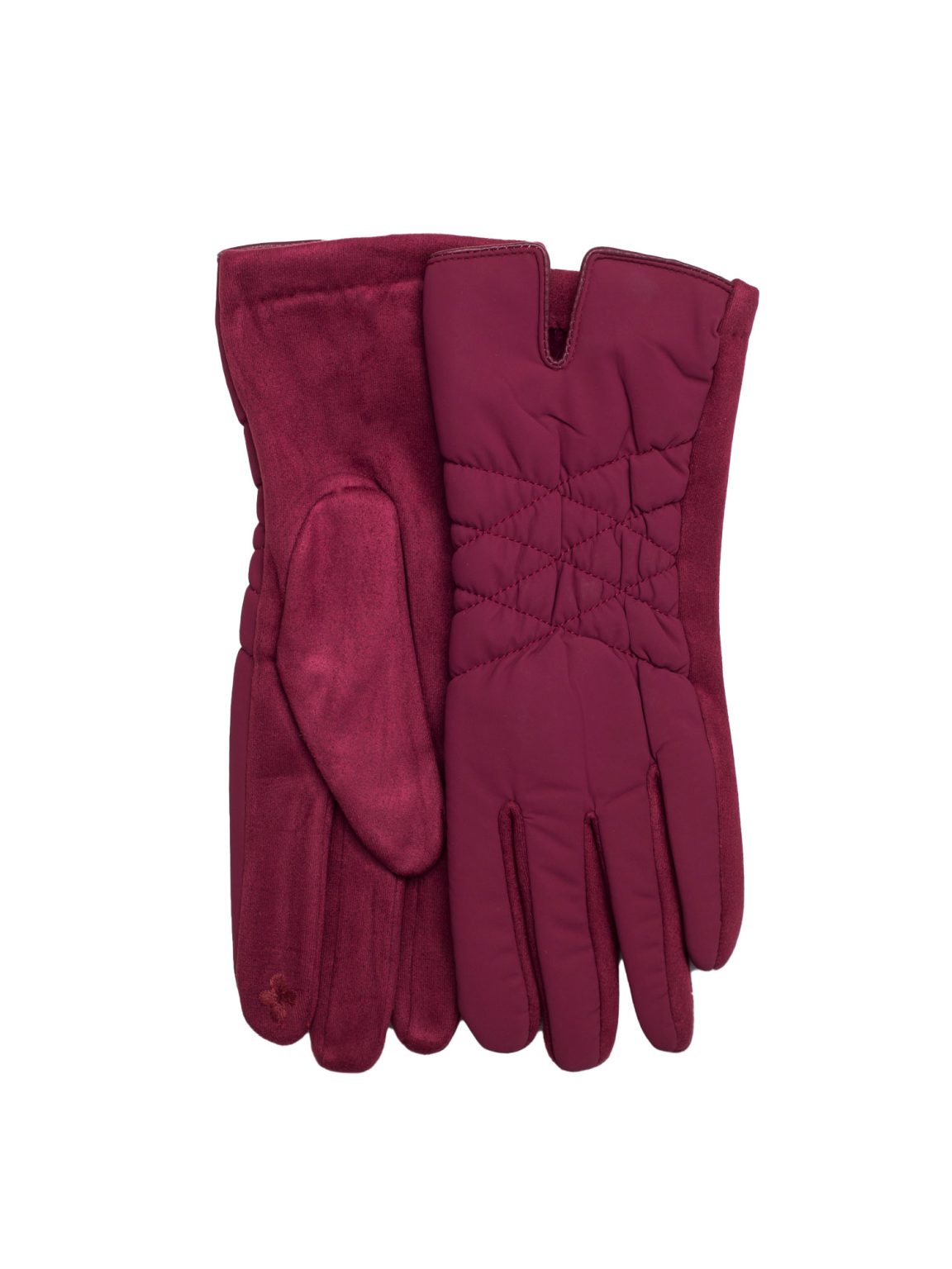 Hurtownia Bordowe damskie rękawiczki na zimę